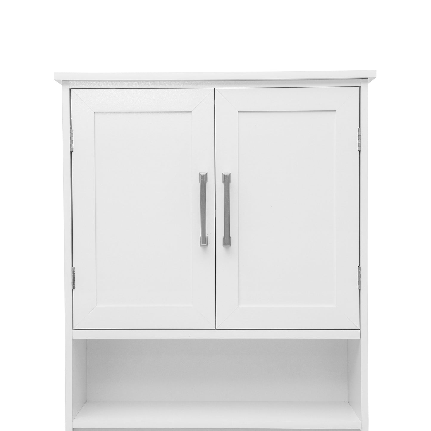 Vega Over the Toilet Bathroom Storage Cabinet Organizer with 2 Magnetic Closure Doors, Adjustable Cabinet Shelf, and Open Lower Shelf in White White FS-VEGA-BATH-1-WH-GG