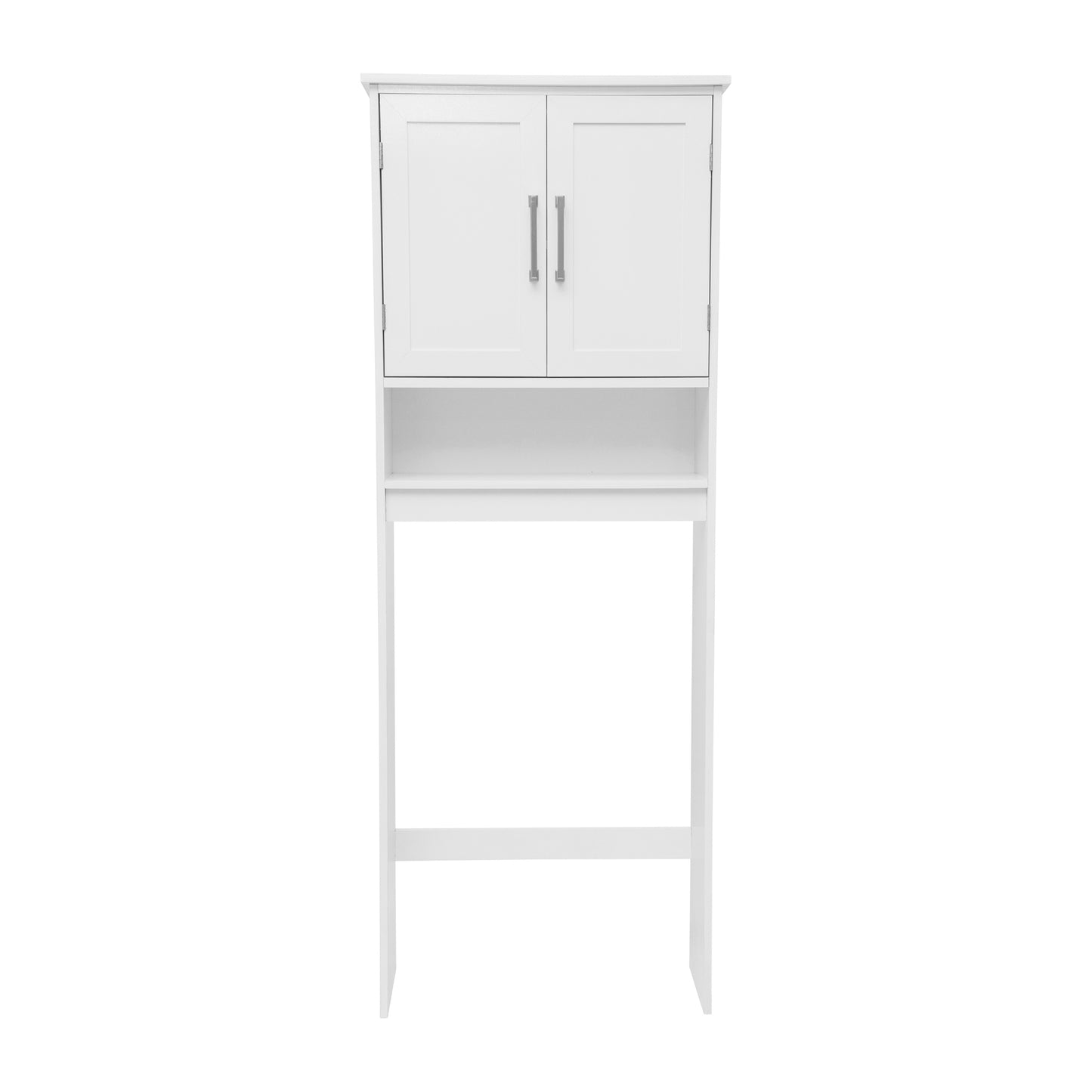 Vega Over the Toilet Bathroom Storage Cabinet Organizer with 2 Magnetic Closure Doors, Adjustable Cabinet Shelf, and Open Lower Shelf in White White FS-VEGA-BATH-1-WH-GG