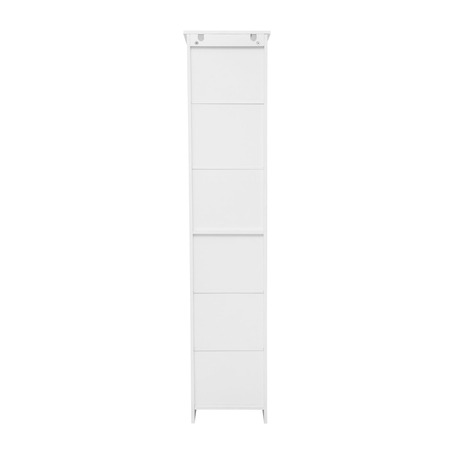 Vega Freestanding Linen Tower Storage Cabinet with Magnetic Close Door, In-Cabinet Adjustable Shelf, and 3 Upper Open Shelves in White White