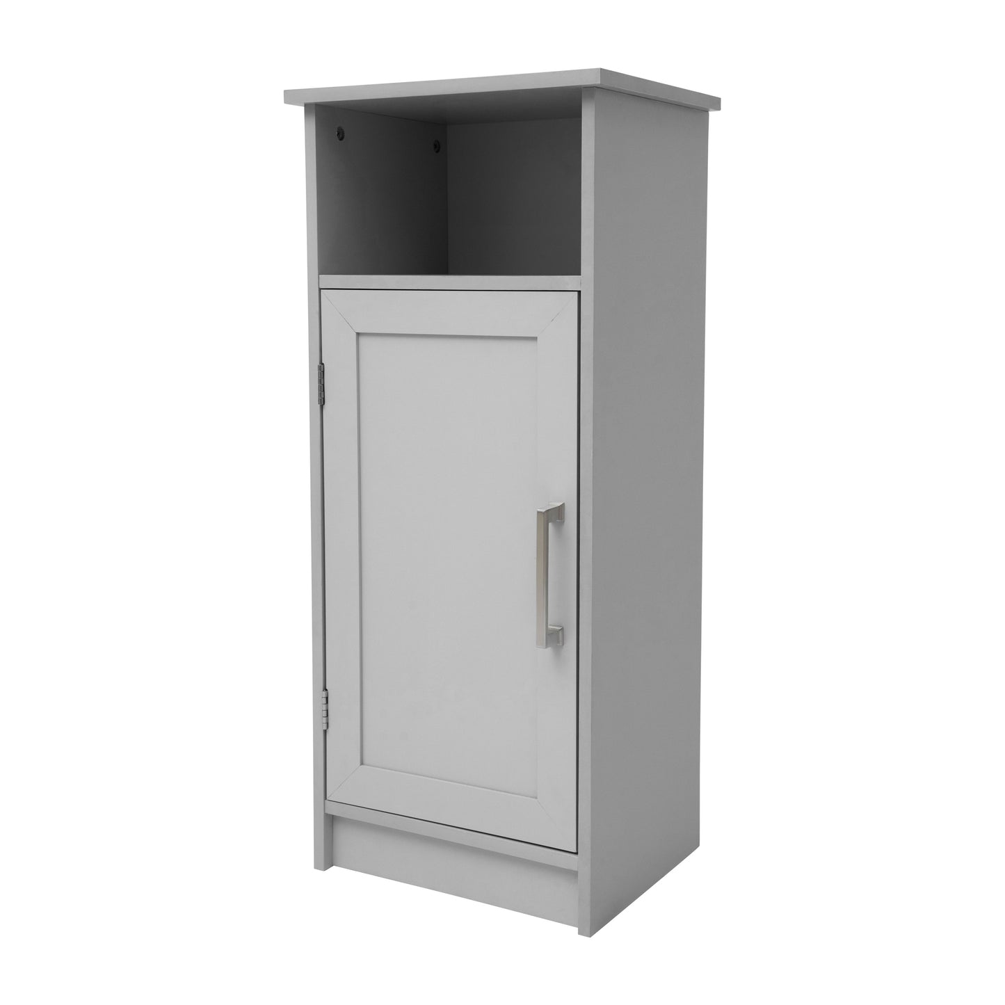 Vega Bathroom Storage Cabinet Organizer with Magnetic Closure Door, In-Cabinet Adjustable Shelf, and Upper Open Shelf in Gray Gray