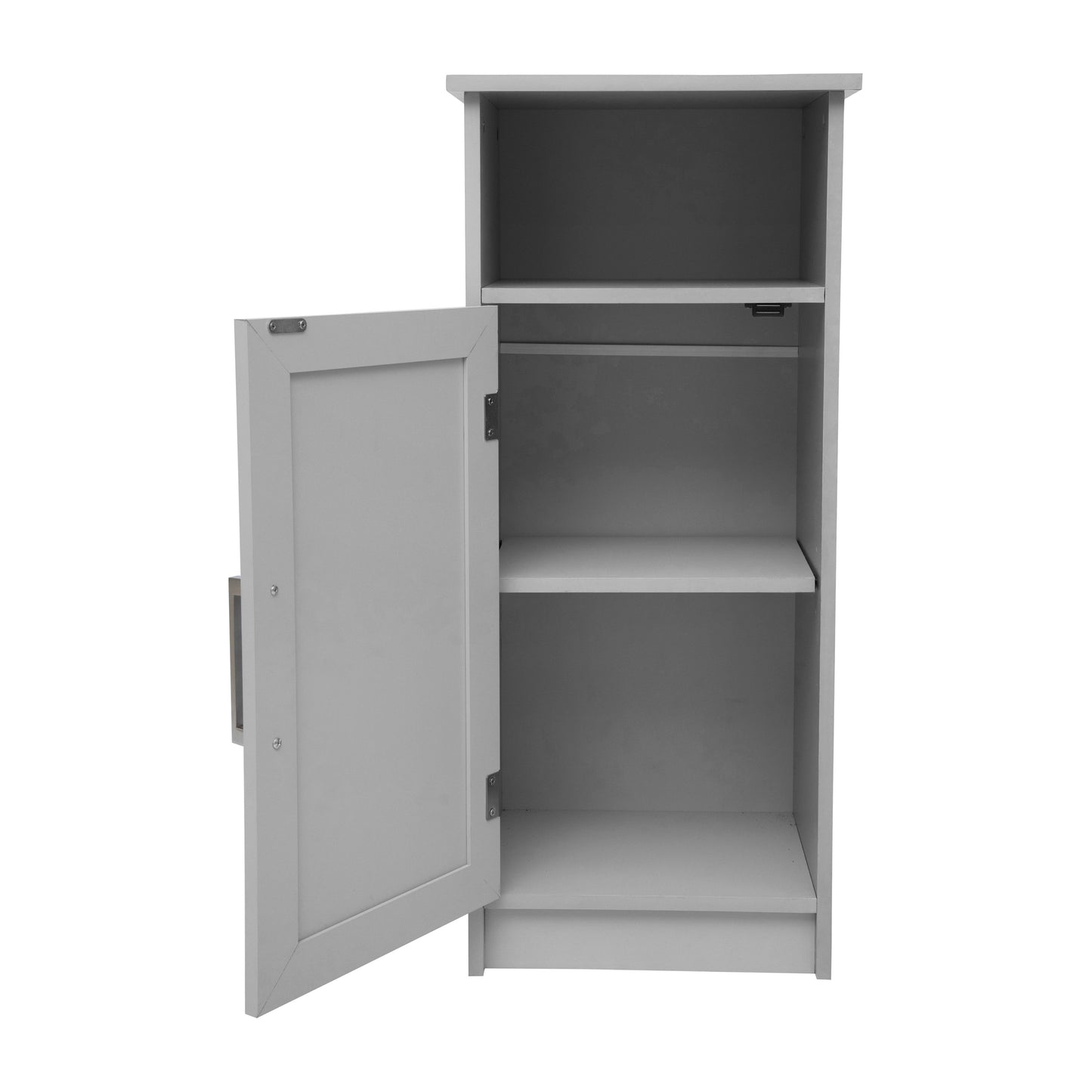 Vega Bathroom Storage Cabinet Organizer with Magnetic Closure Door, In-Cabinet Adjustable Shelf, and Upper Open Shelf in Gray Gray