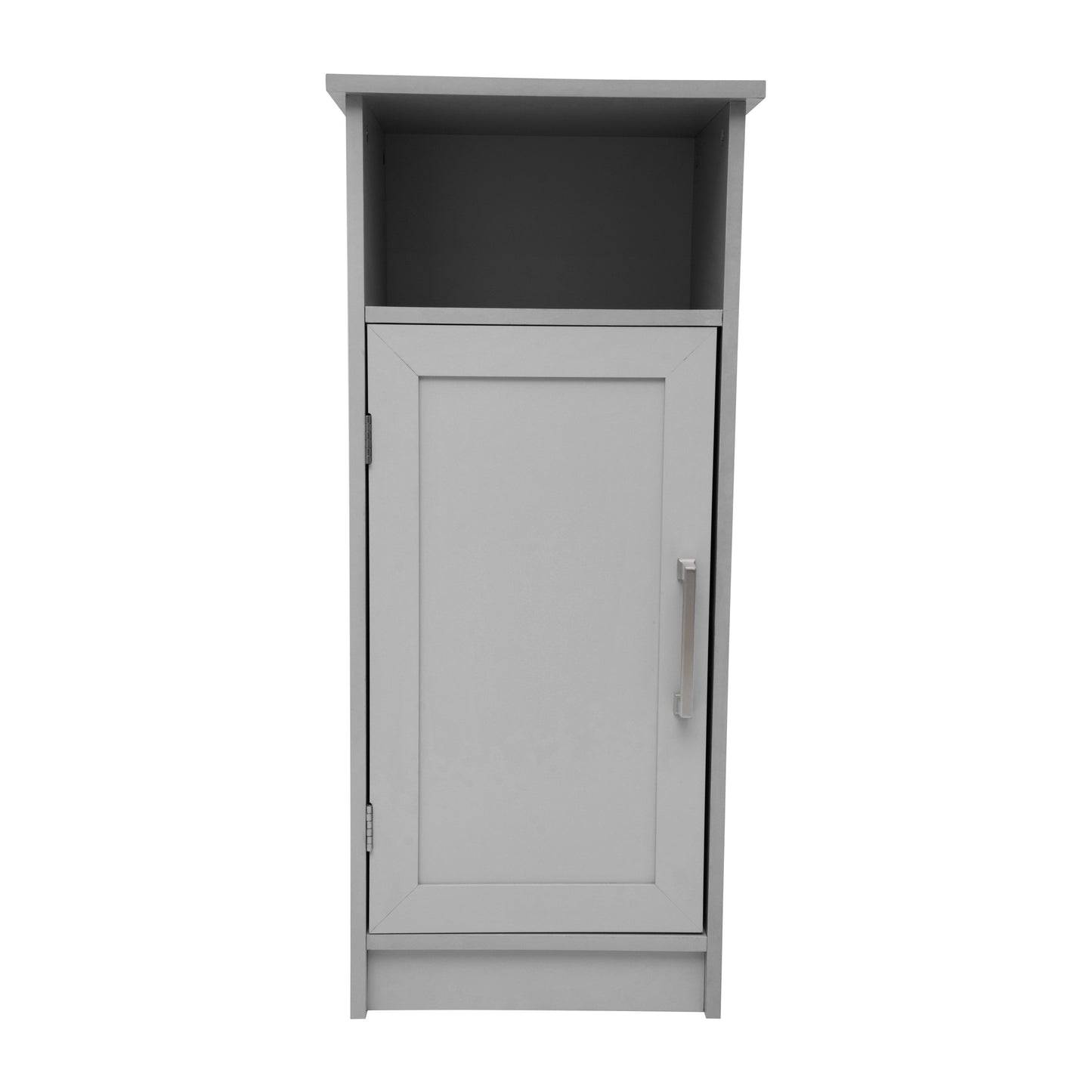 Vega Bathroom Storage Cabinet Organizer with Magnetic Closure Door, In-Cabinet Adjustable Shelf, and Upper Open Shelf in Gray Gray