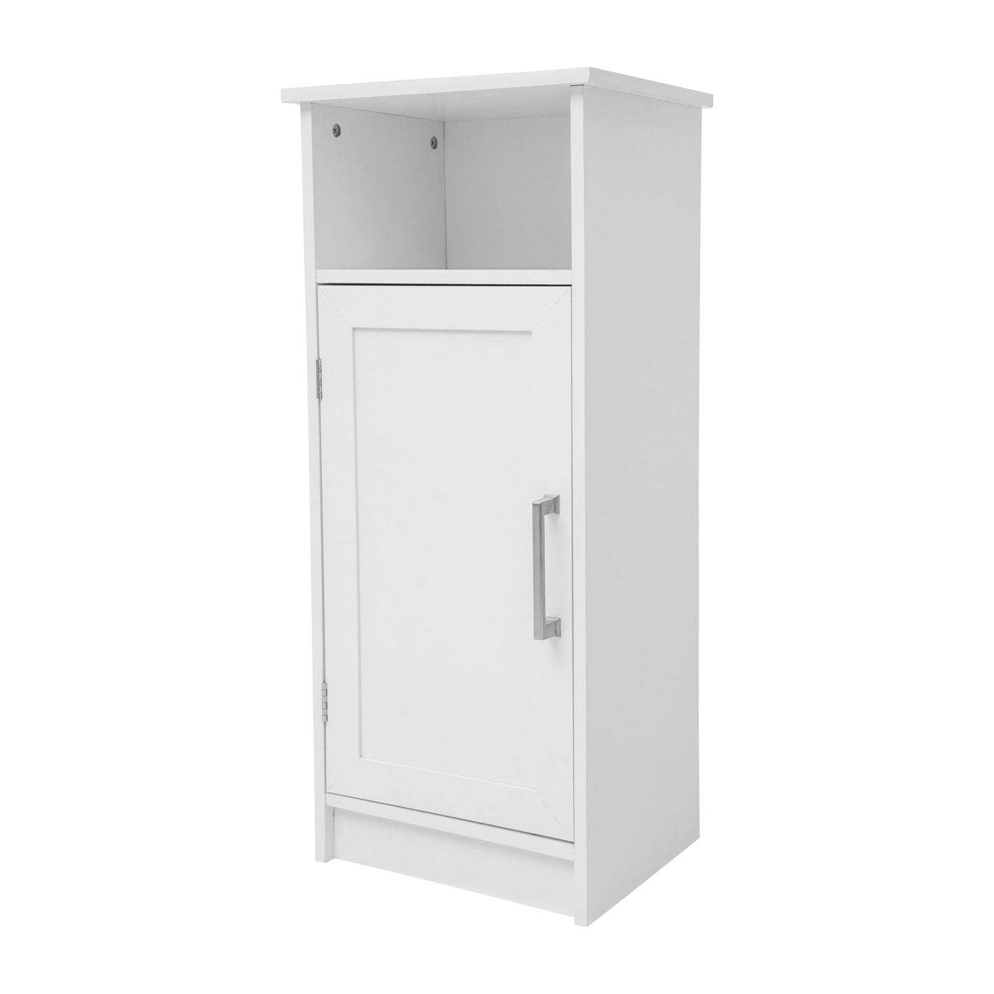 Vega Bathroom Storage Cabinet Organizer with Magnetic Closure Door, In-Cabinet Adjustable Shelf, and Upper Open Shelf in White White FS-VEGA-BATH-3-WH-GG