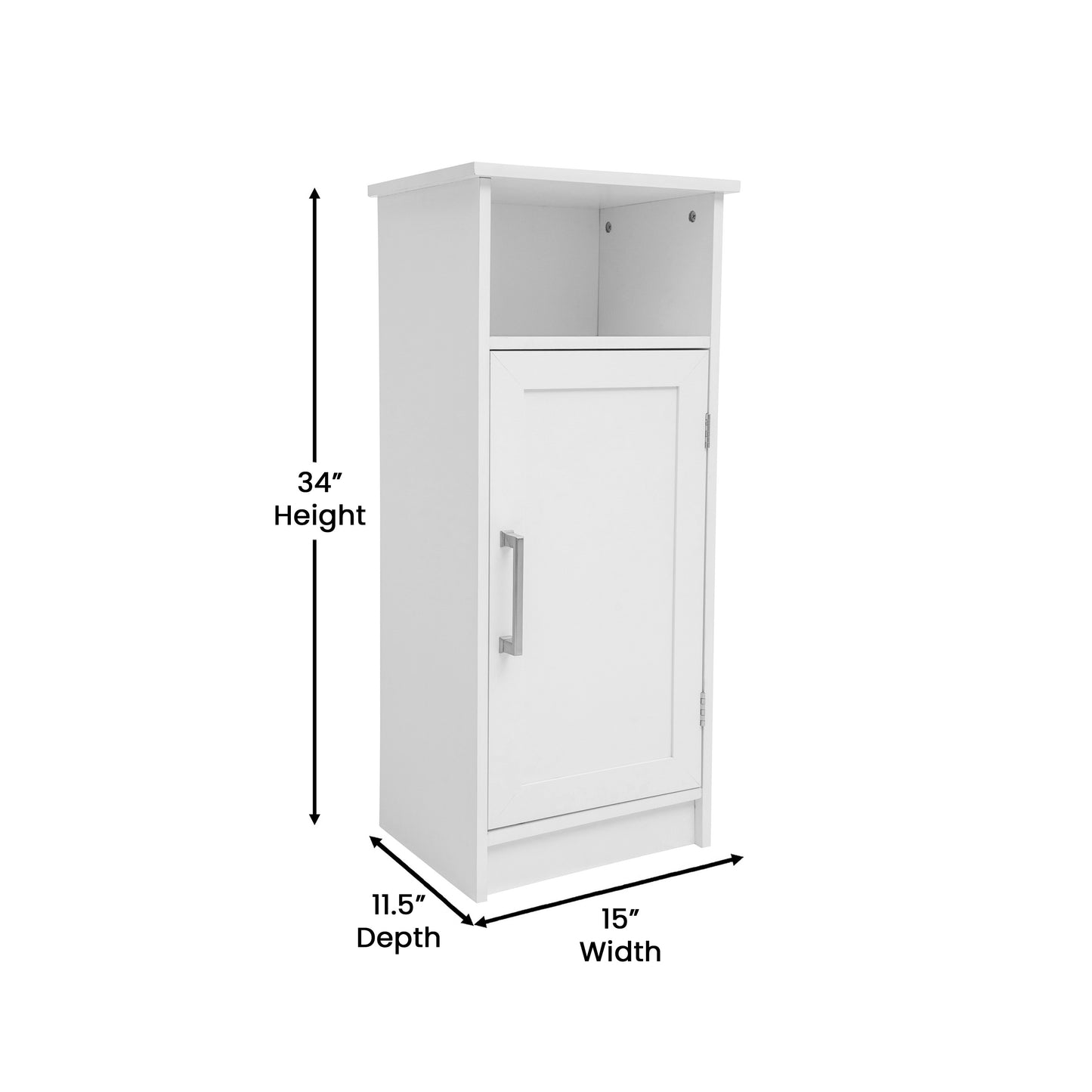 Vega Bathroom Storage Cabinet Organizer with Magnetic Closure Door, In-Cabinet Adjustable Shelf, and Upper Open Shelf in White White FS-VEGA-BATH-3-WH-GG