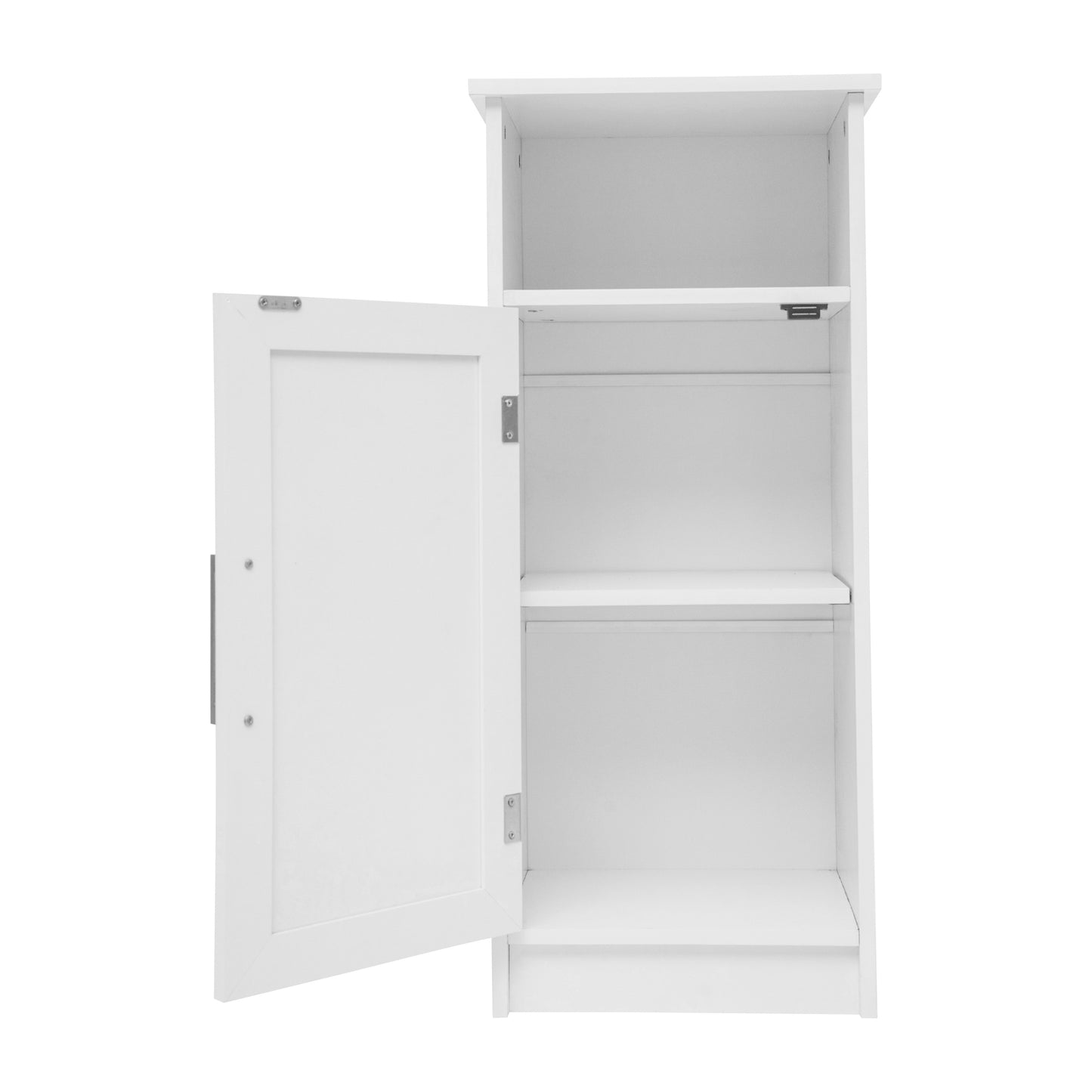 Vega Bathroom Storage Cabinet Organizer with Magnetic Closure Door, In-Cabinet Adjustable Shelf, and Upper Open Shelf in White White FS-VEGA-BATH-3-WH-GG