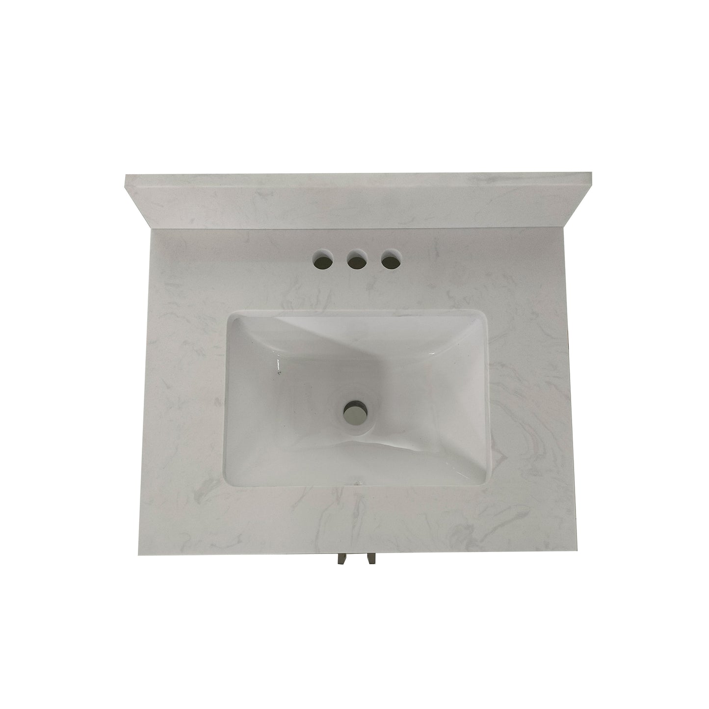 Vega 24 Inch Bathroom Vanity with Sink Combo, Storage Cabinet with Soft Close Doors and Open Shelf, Carrara Marble Finish Countertop, Brown/White Brown