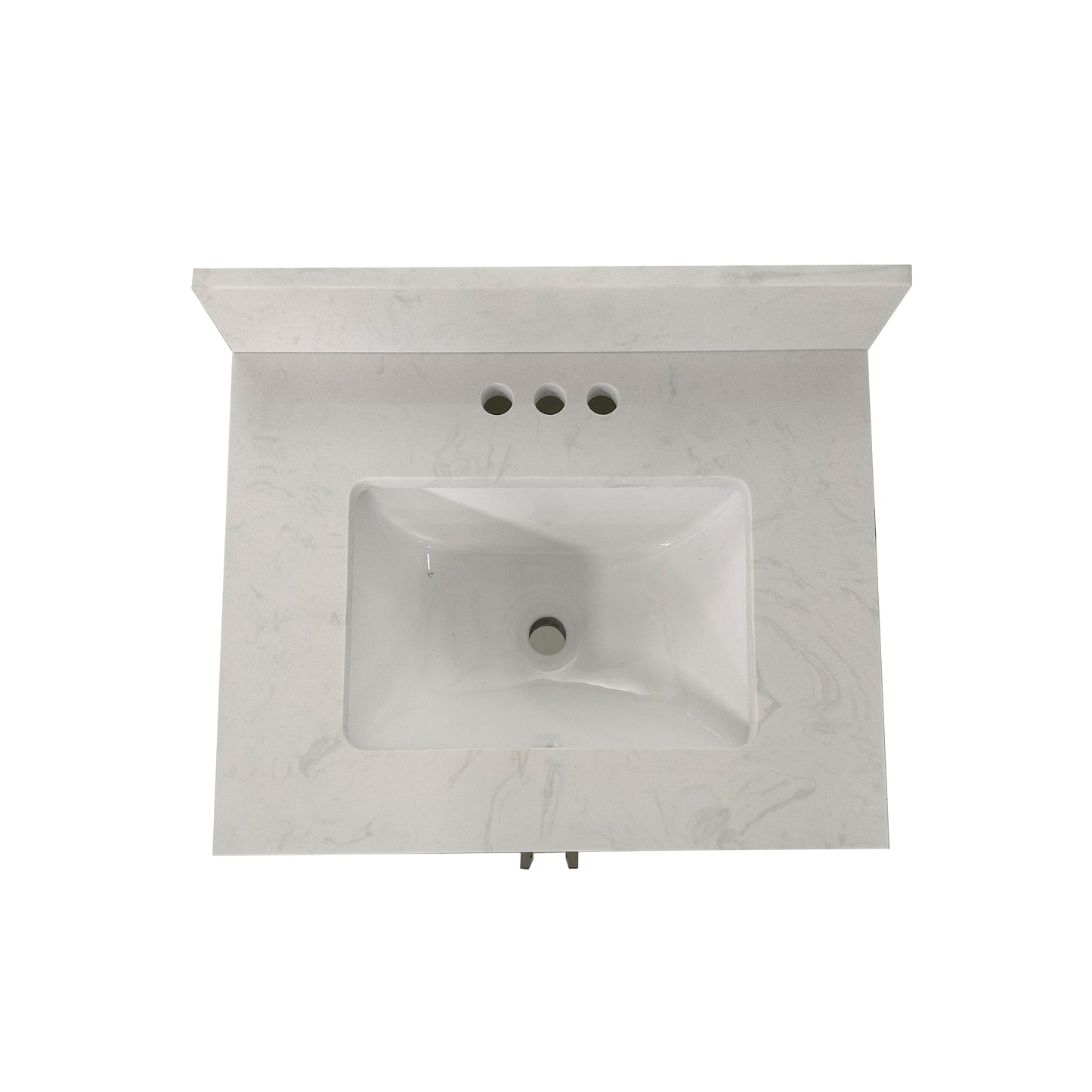 Vega 24 Inch Bathroom Vanity with Sink Combo, Storage Cabinet with Soft Close Doors and Open Shelf, Carrara Marble Finish Countertop, White/White White