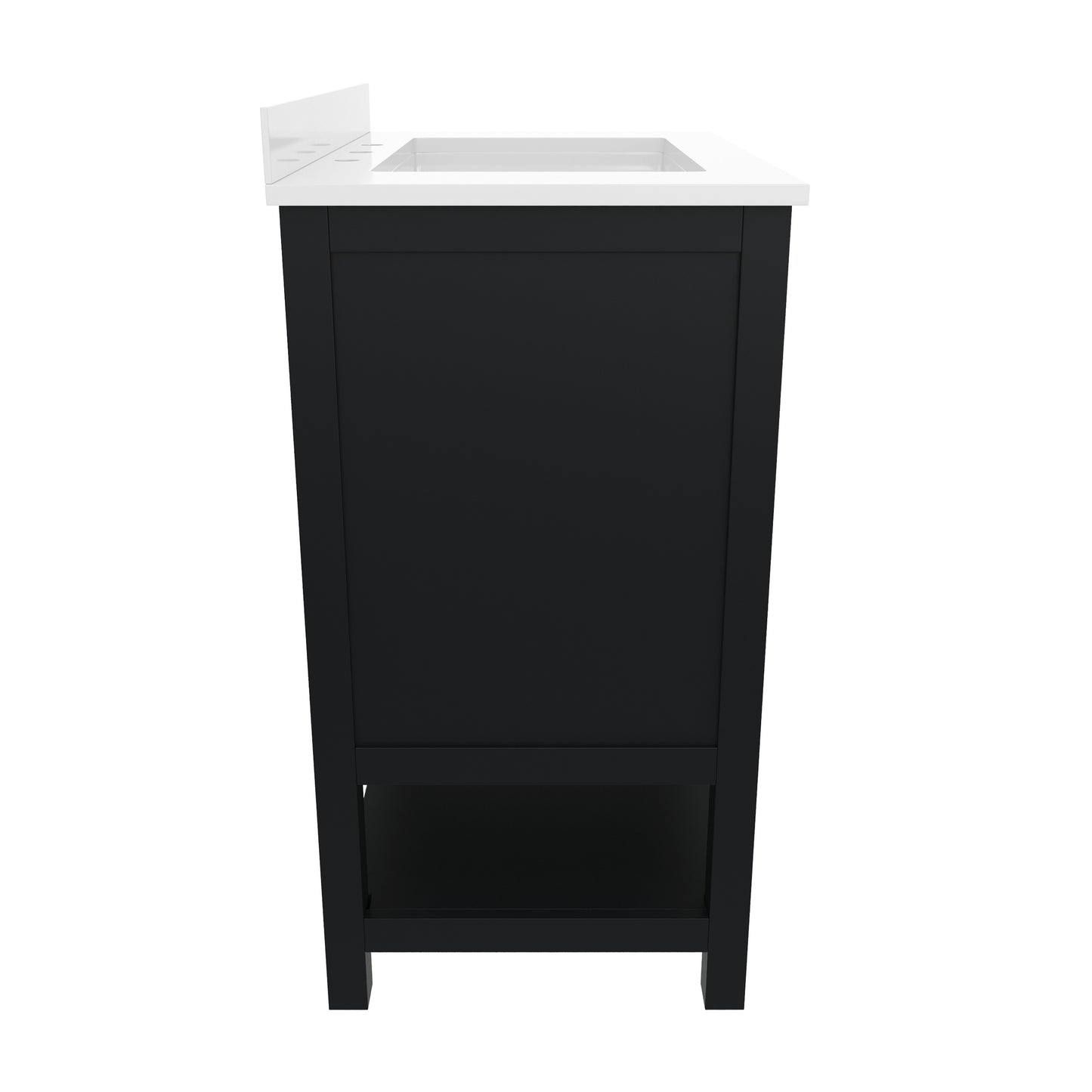 Vega 30 Inch Bathroom Vanity with Sink Combo, Storage Cabinet with Soft Close Doors and Open Shelf, Carrara Marble Finish Countertop, Black Black Frame/Nickel Hardware