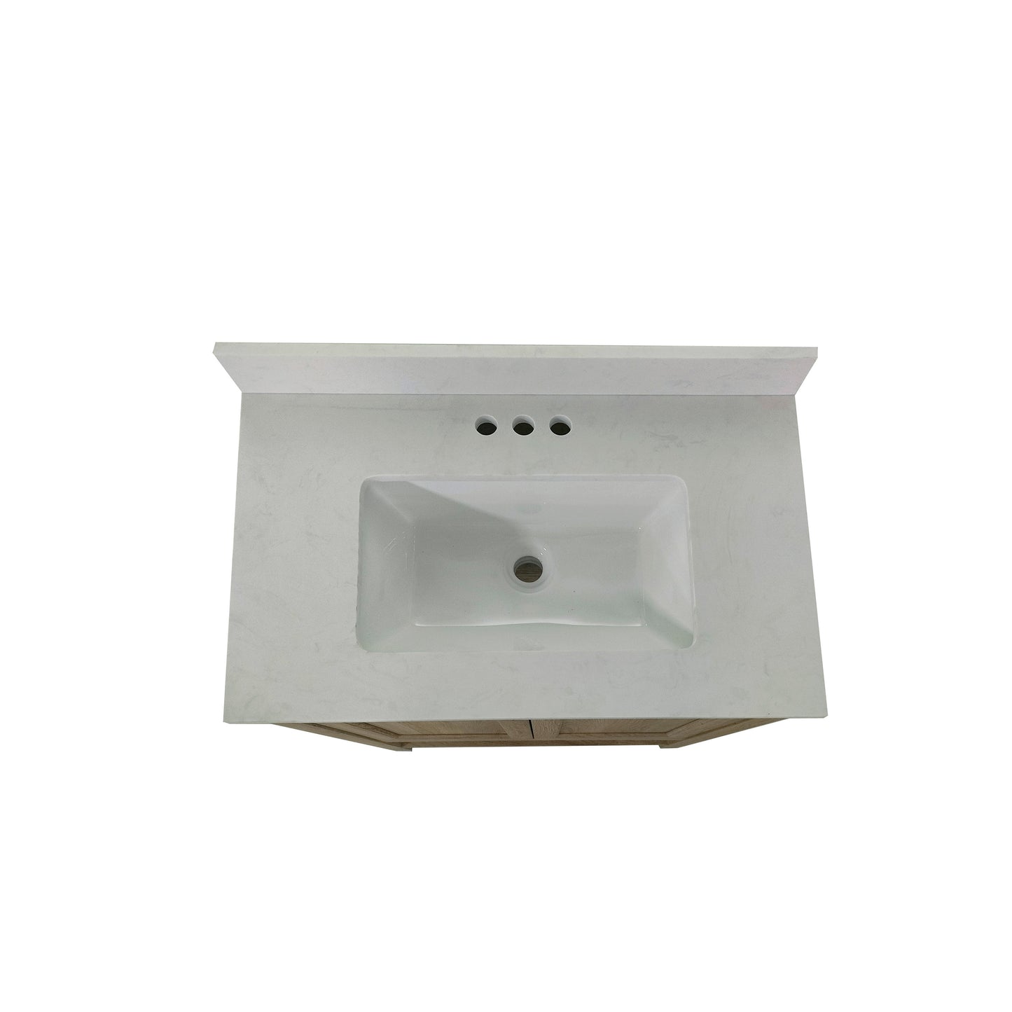 Vega 30 Inch Bathroom Vanity with Sink Combo, Storage Cabinet with Soft Close Doors and Open Shelf, Carrara Marble Finish Countertop, Brown/White Brown