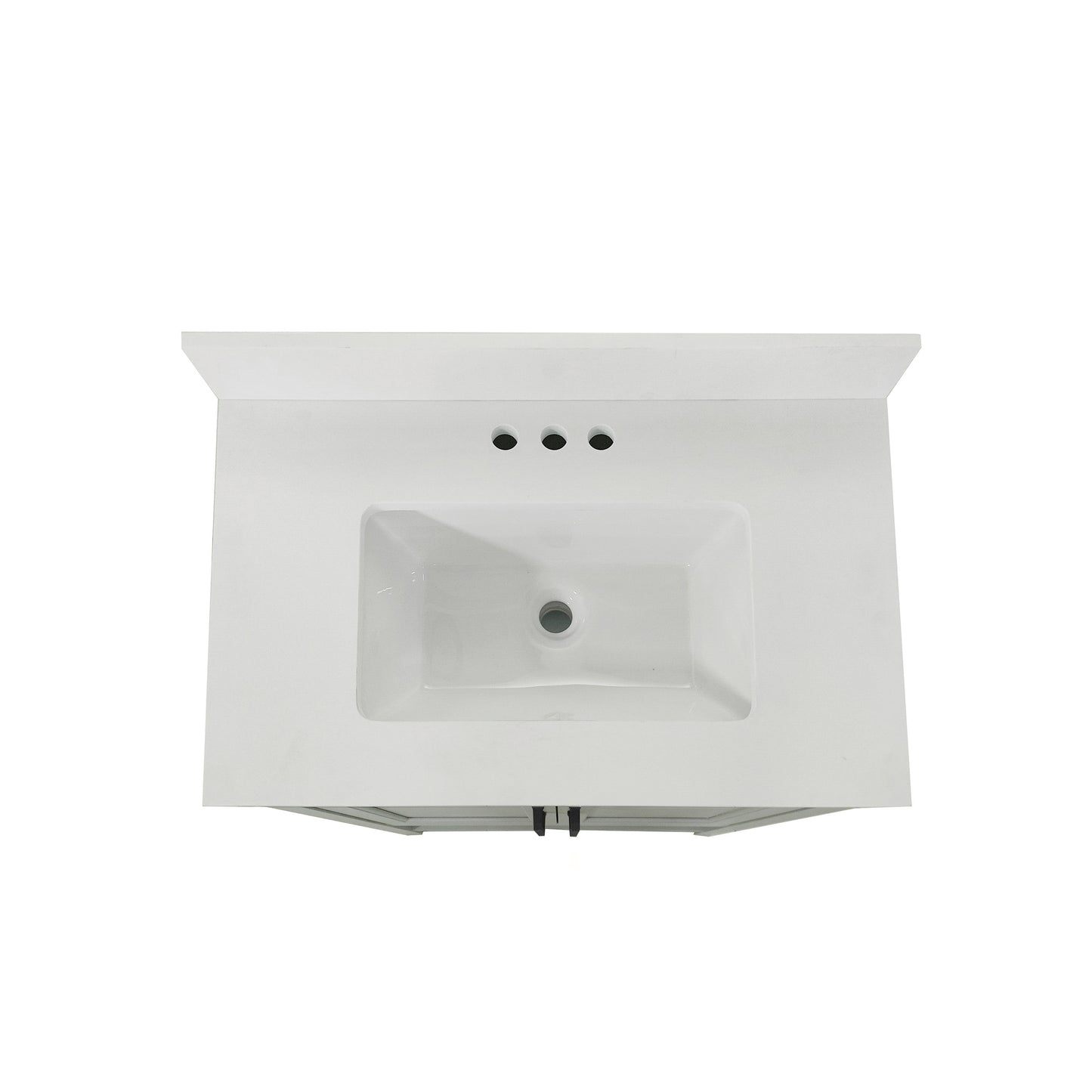 Vega 30" Bathroom Vanity with Sink, Storage Cabinet with Soft Close Doors & Open Shelf, Carrara Marble Finish Counter & Black Hardware, Gray/White Gray Frame/Black Hardware