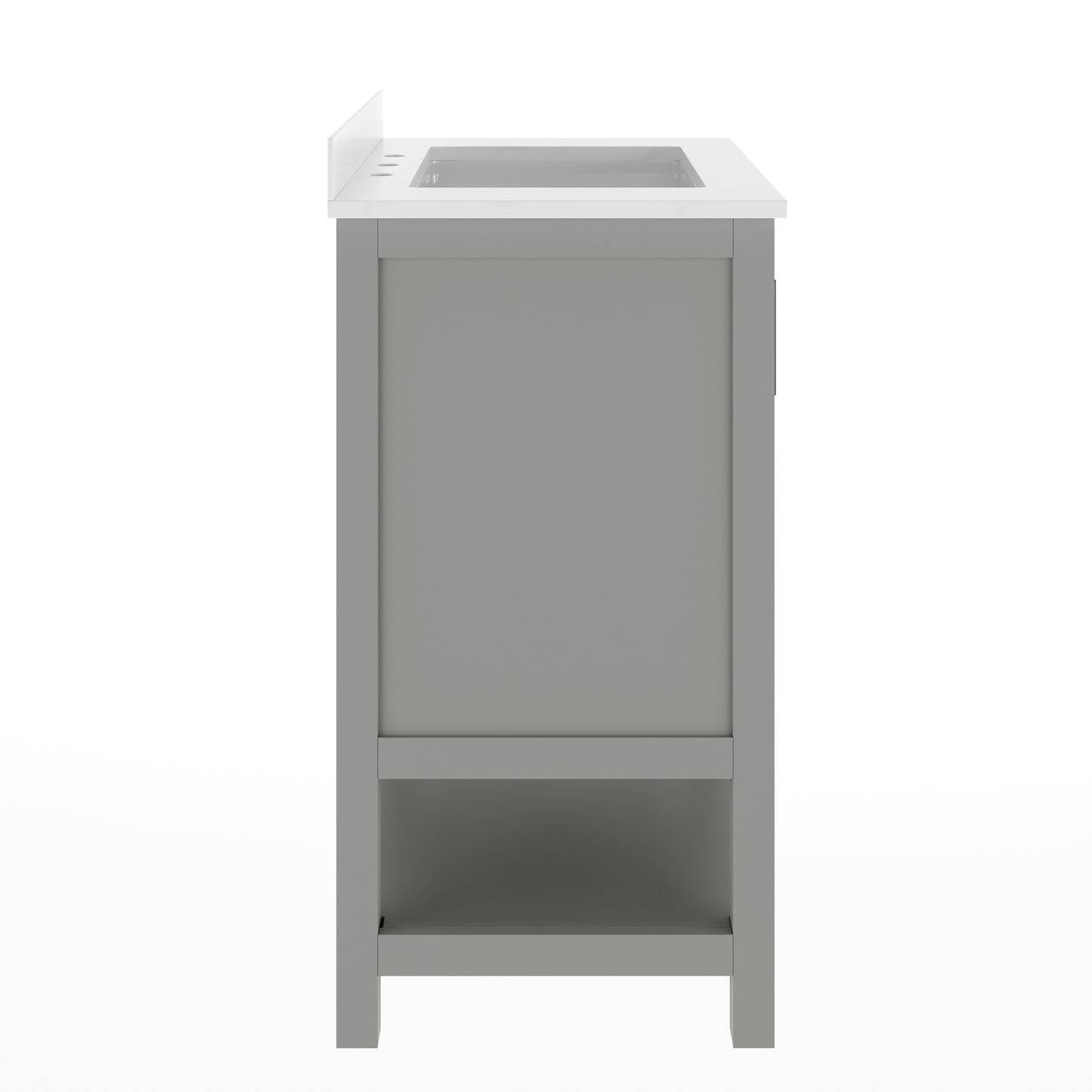 Vega 30" Bathroom Vanity with Sink, Storage Cabinet with Soft Close Doors & Open Shelf, Carrara Marble Finish Counter & Black Hardware, Gray/White Gray Frame/Black Hardware