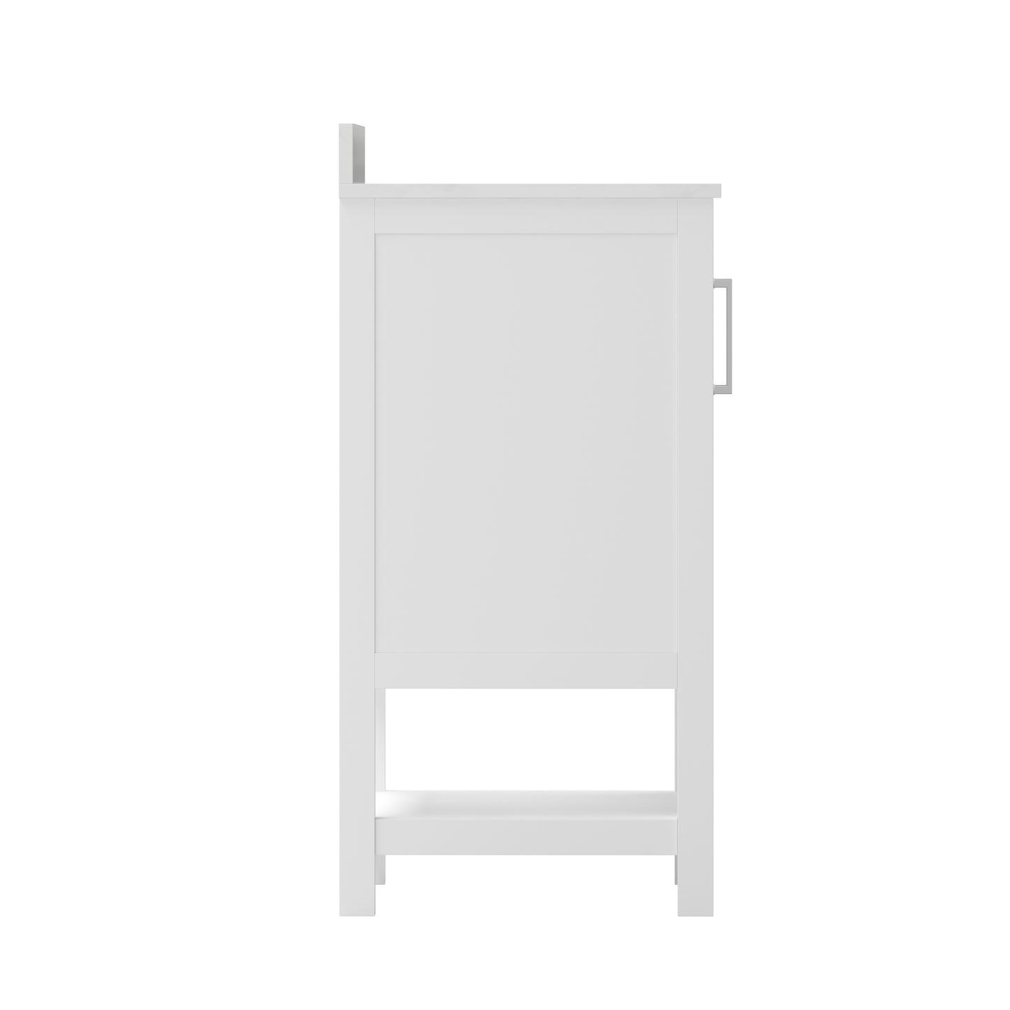 Vega 30 Inch Bathroom Vanity with Sink Combo, Storage Cabinet with Soft Close Doors and Open Shelf, Carrara Marble Finish Countertop, White/White White