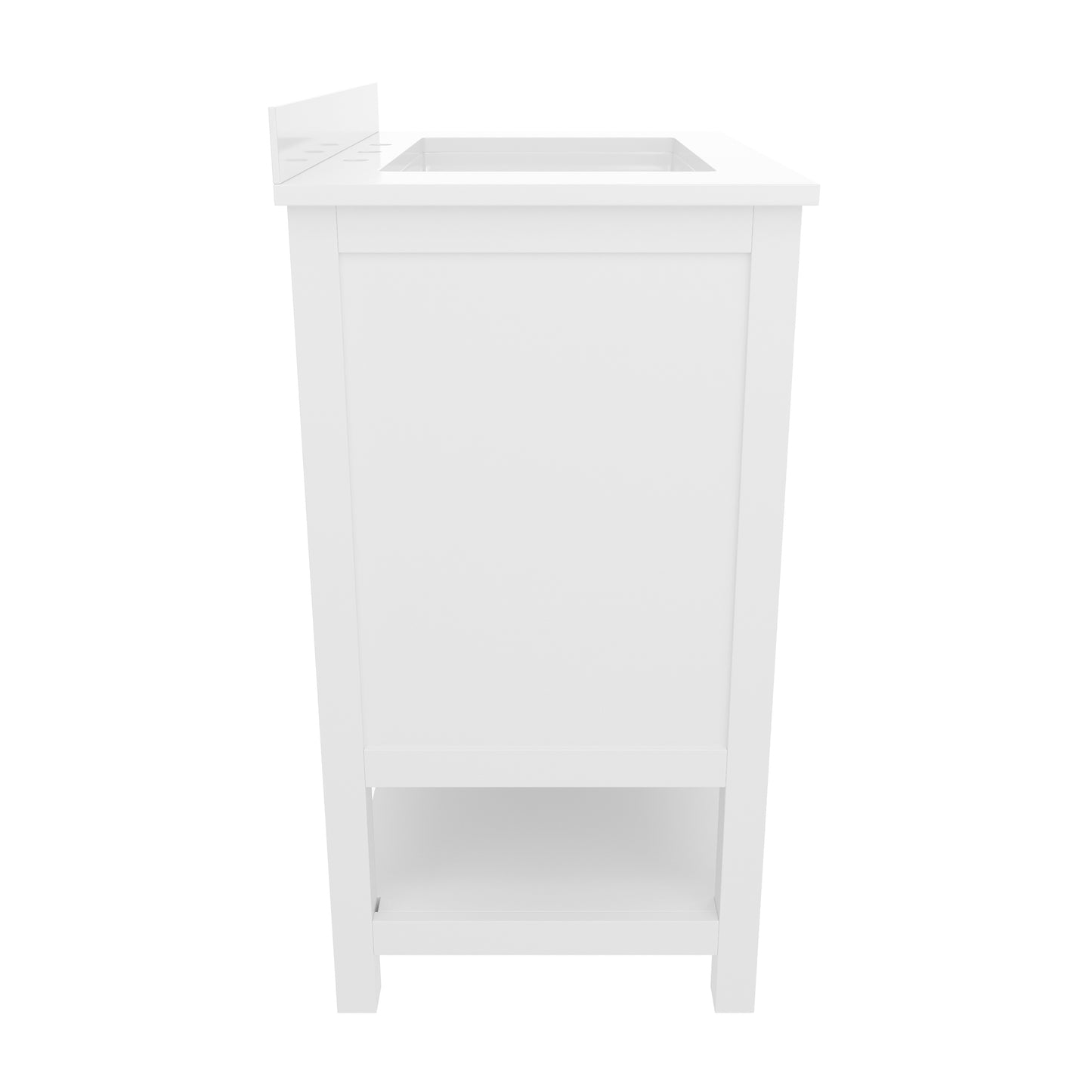 Vega 30 Inch Bathroom Vanity with Sink Combo, Storage Cabinet with Soft Close Doors and Open Shelf, Carrara Marble Finish Countertop, White/Gold White Frame/Gold Hardware