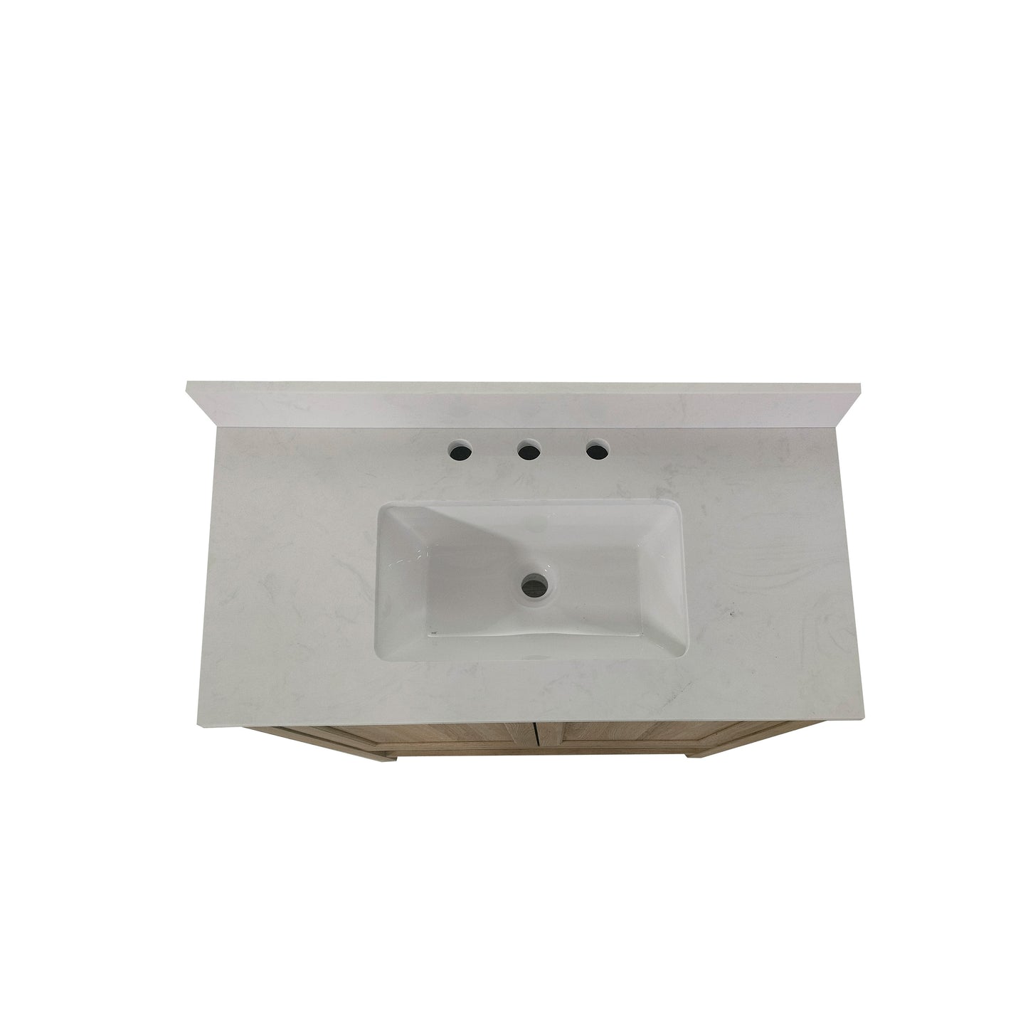 Vega 36 Inch Bathroom Vanity with Sink Combo, Storage Cabinet with Soft Close Doors and Open Shelf, Carrara Marble Finish Countertop, Brown/White Brown