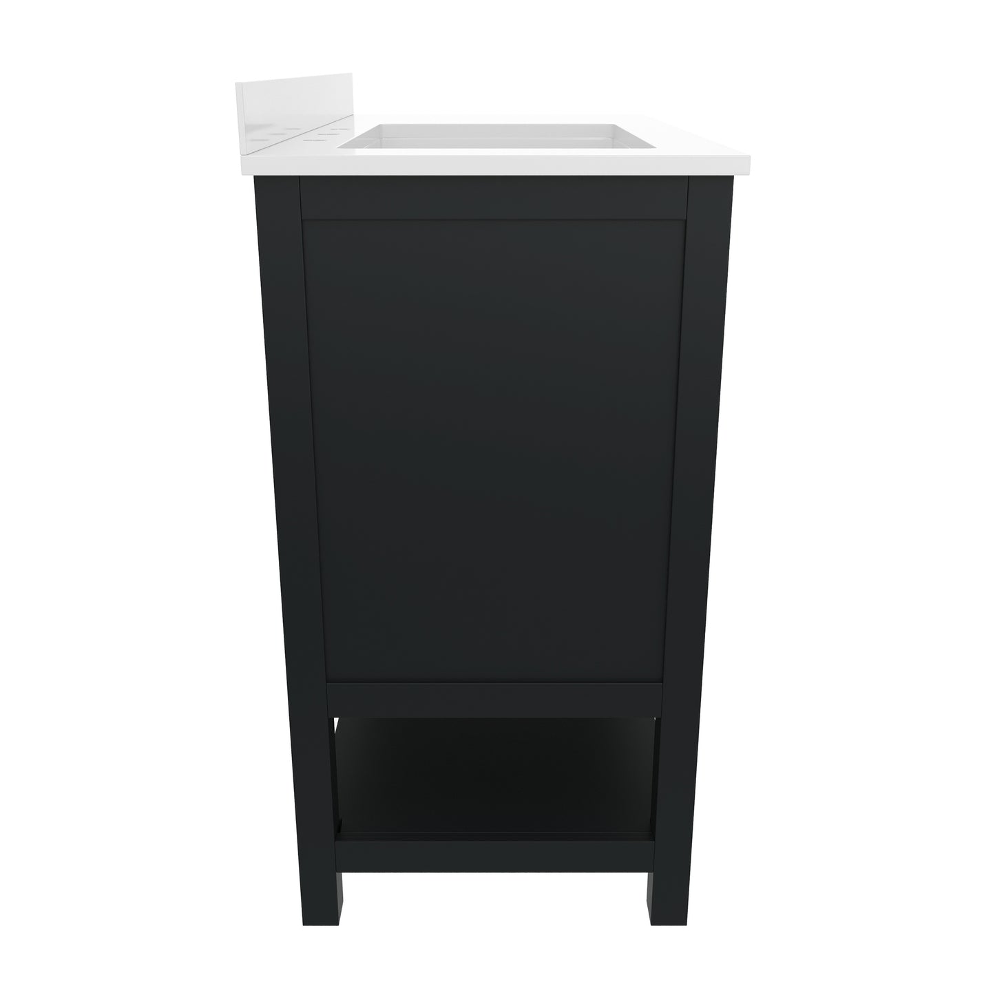 Vega 36 Inch Bathroom Vanity with Sink, Storage Cabinet with Soft Close Doors, Open Shelf and 3 Drawers, Carrara Marble Finish Countertop, Black/Gold Black Frame/Gold Hardware