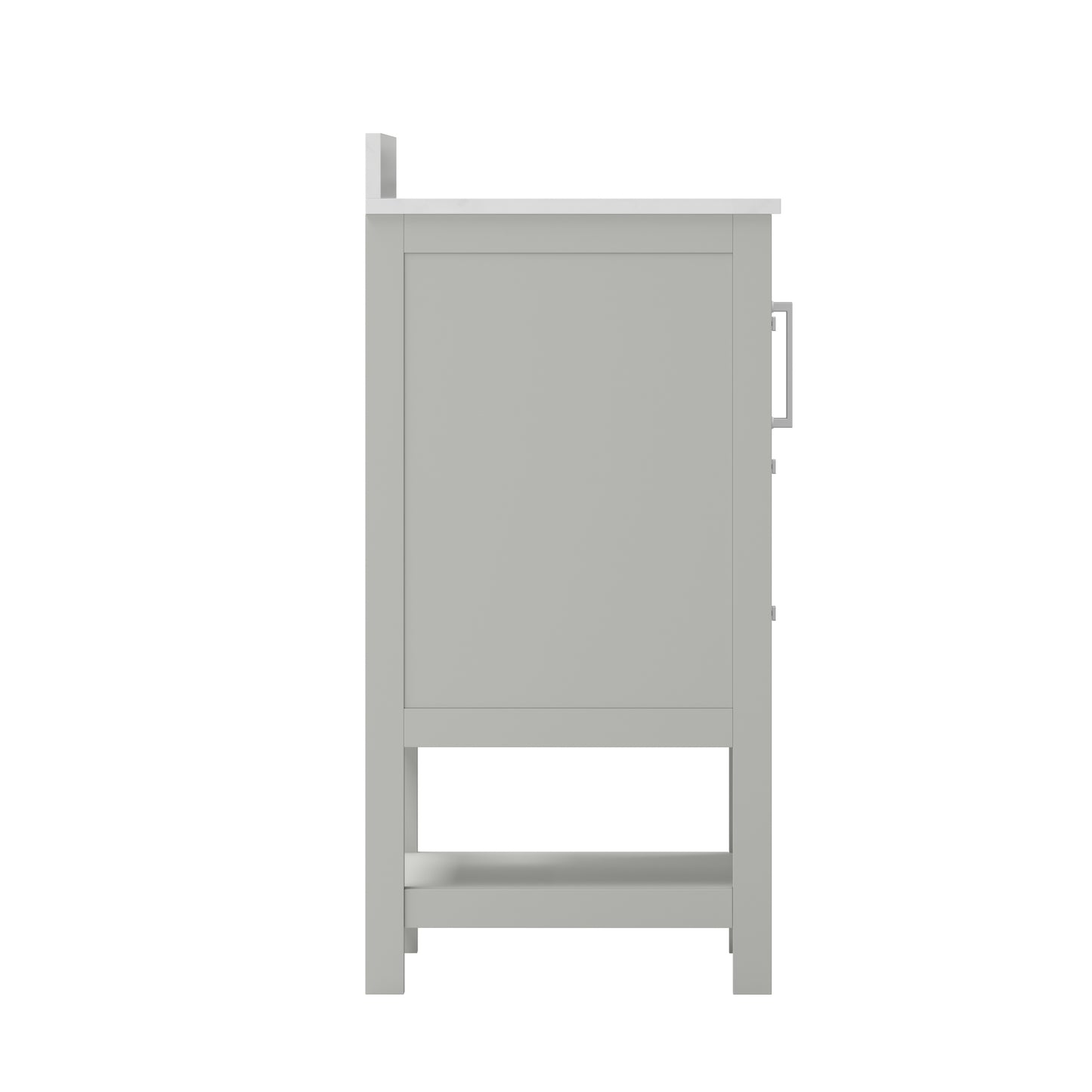 Vega 36 Inch Bathroom Vanity with Sink, Storage Cabinet with Soft Close Doors, Open Shelf and 3 Drawers, Carrara Marble Finish Countertop, Gray/White Gray