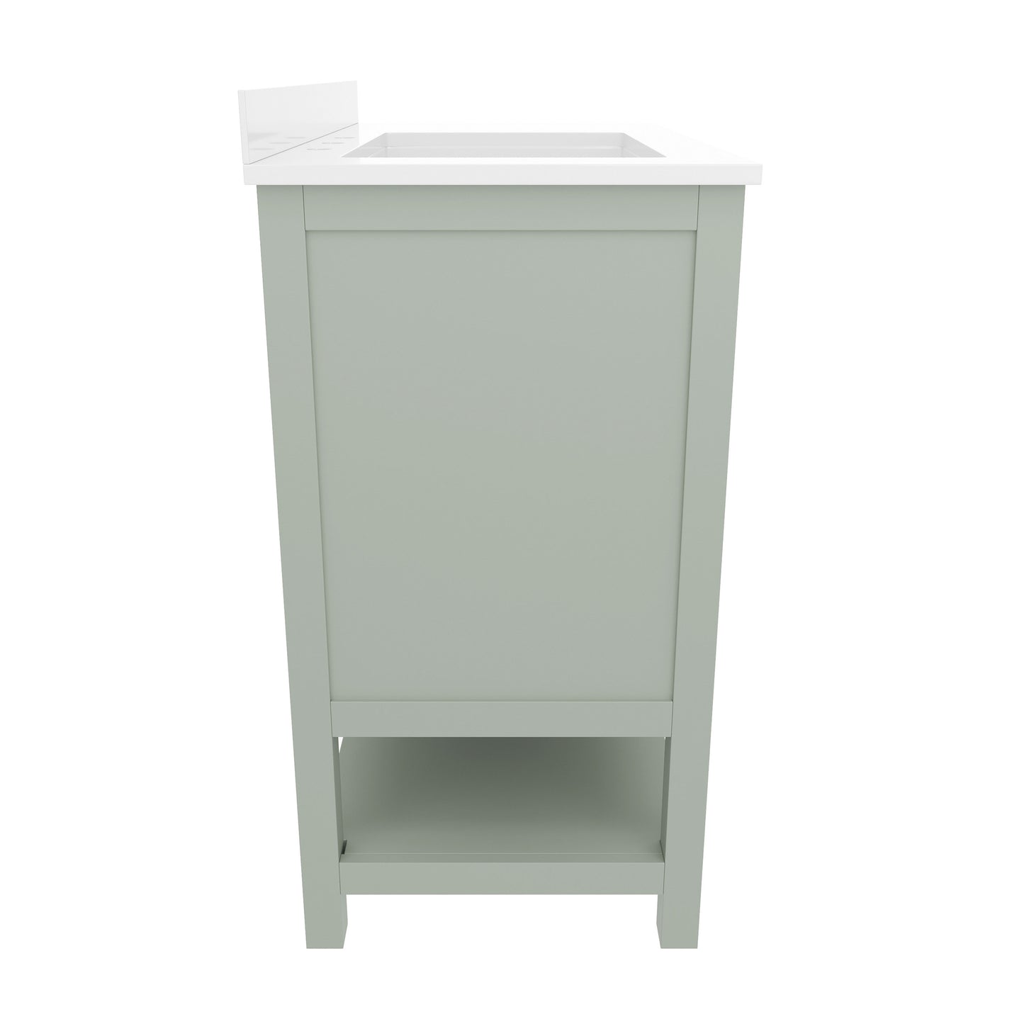 Vega 36 Inch Bathroom Vanity with Sink, Storage Cabinet with Soft Close Doors, Open Shelf and 3 Drawers, Carrara Marble Finish Countertop, Sage Sage Frame/Nickel Hardware