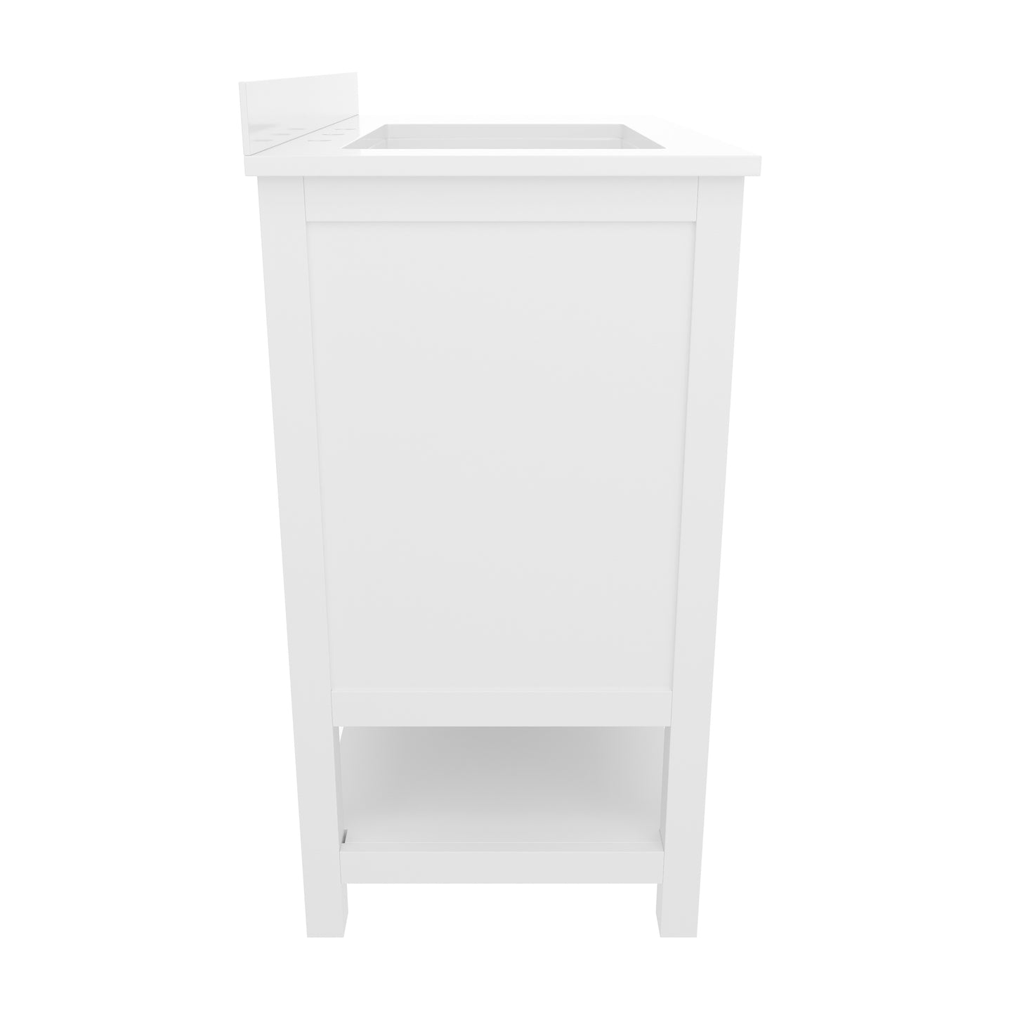 Vega 36 Inch Bathroom Vanity with Sink, Storage Cabinet with Soft Close Doors, Open Shelf and 3 Drawers, Carrara Marble Finish Countertop, White/Gold White Frame/Gold Hardware