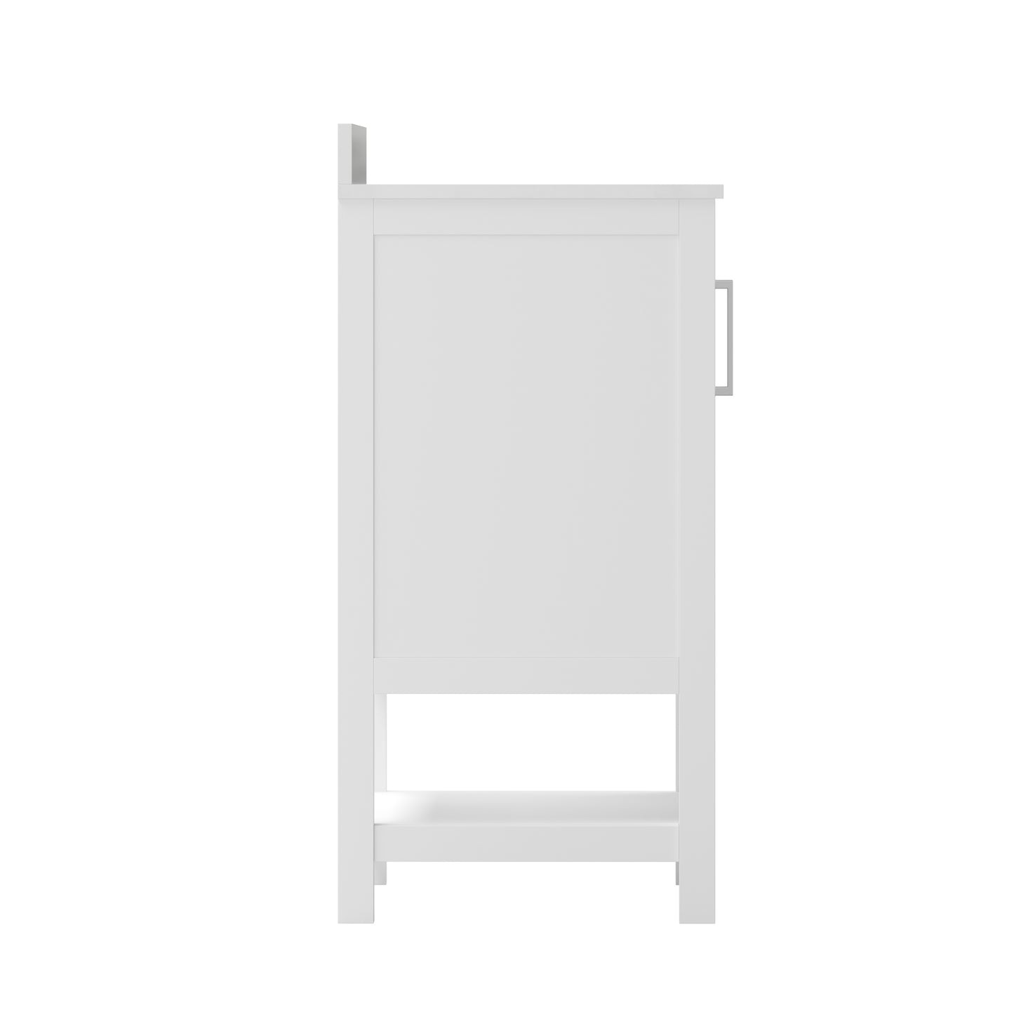 Vega 36 Inch Bathroom Vanity with Sink Combo, Storage Cabinet with Soft Close Doors and Open Shelf, Carrara Marble Finish Countertop, White/White White