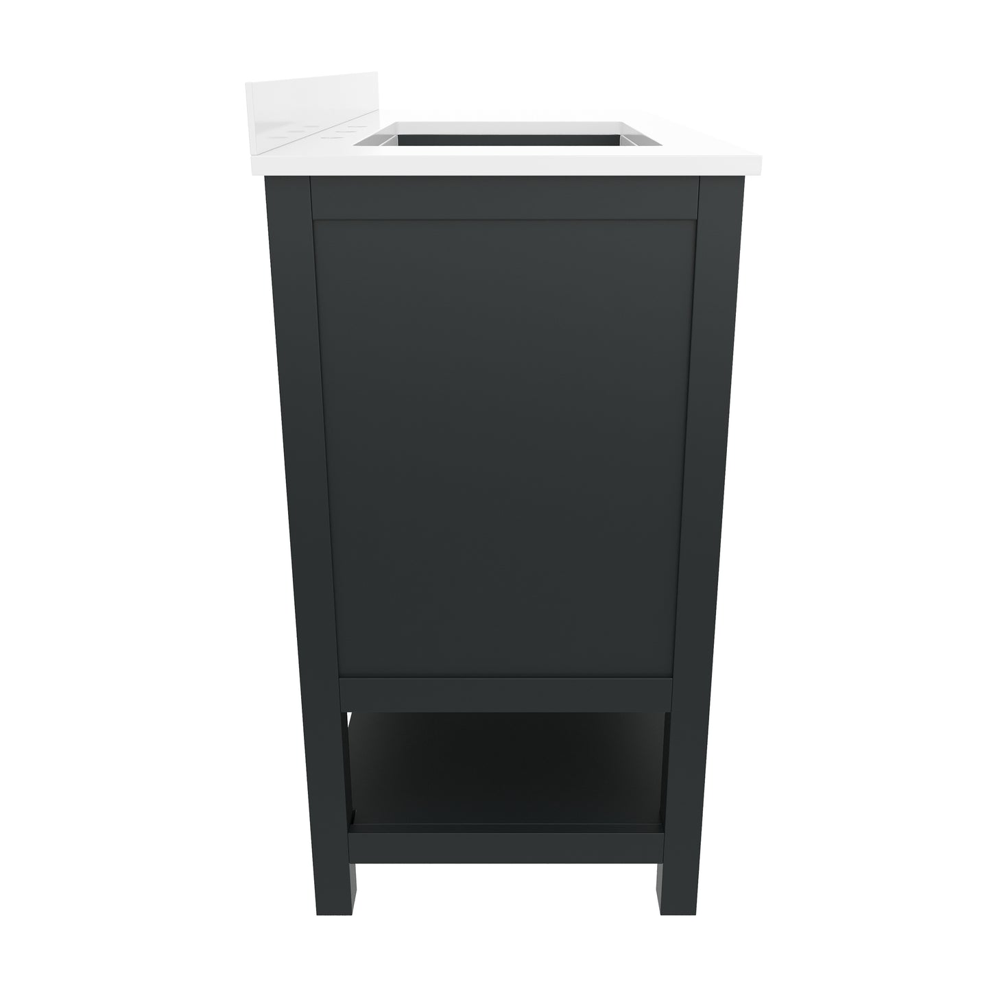 Vega 42 Inch Bathroom Vanity with Sink, Storage Cabinet with Soft Close Doors, Open Shelf and 3 Drawers, Carrara Marble Finish Countertop, Black Black Frame/Nickel Hardware