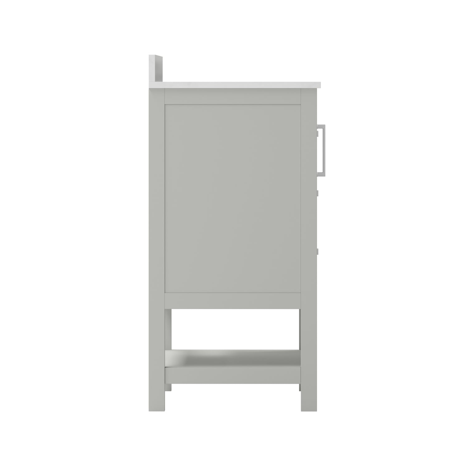 Vega 42 Inch Bathroom Vanity with Sink, Storage Cabinet with Soft Close Doors, Open Shelf and 3 Drawers, Carrara Marble Finish Countertop, Gray/White Gray
