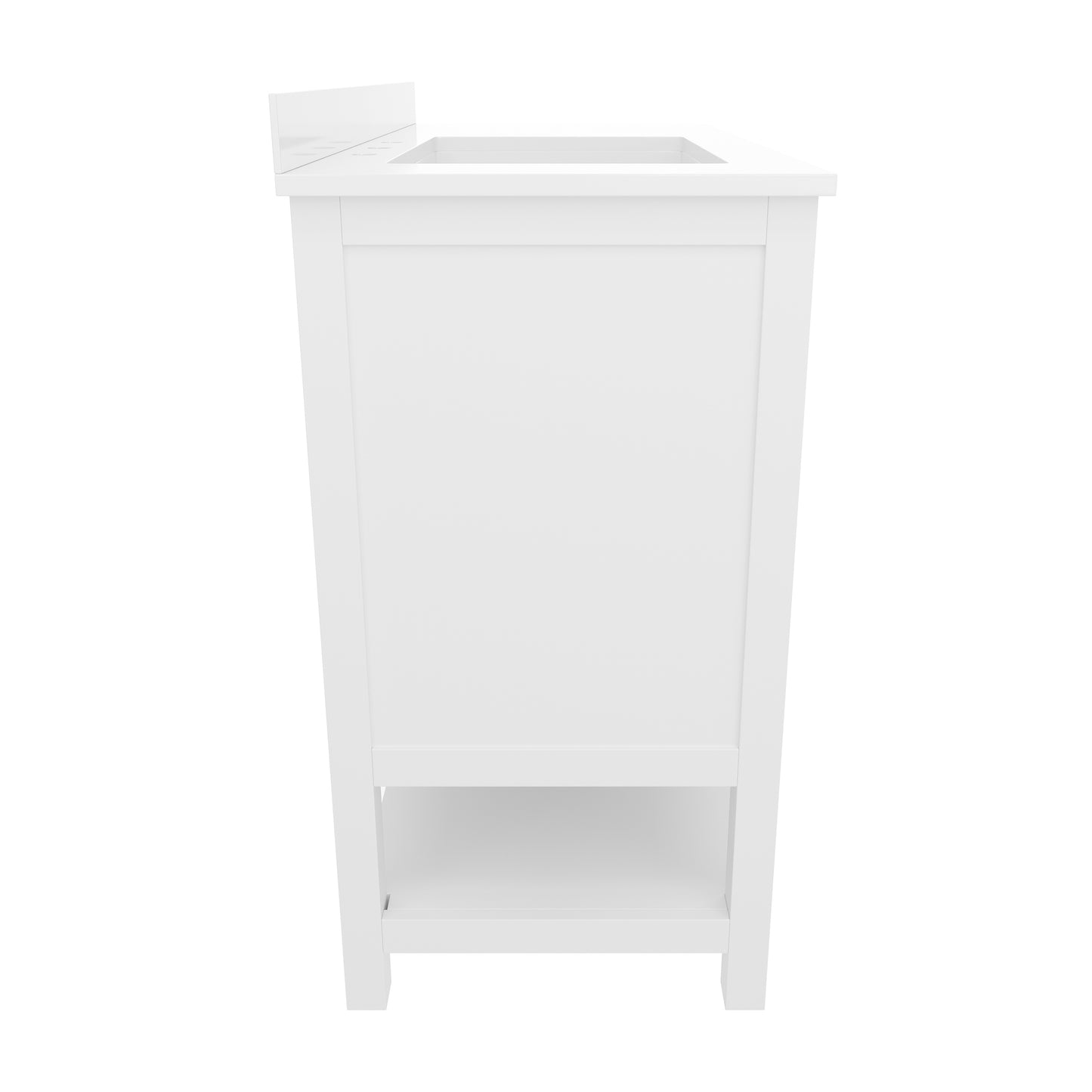 Vega 42 Inch Bathroom Vanity with Sink, Storage Cabinet with Soft Close Doors, Open Shelf and 3 Drawers, Carrara Marble Finish Countertop, White/Gold White Frame/Gold Hardware