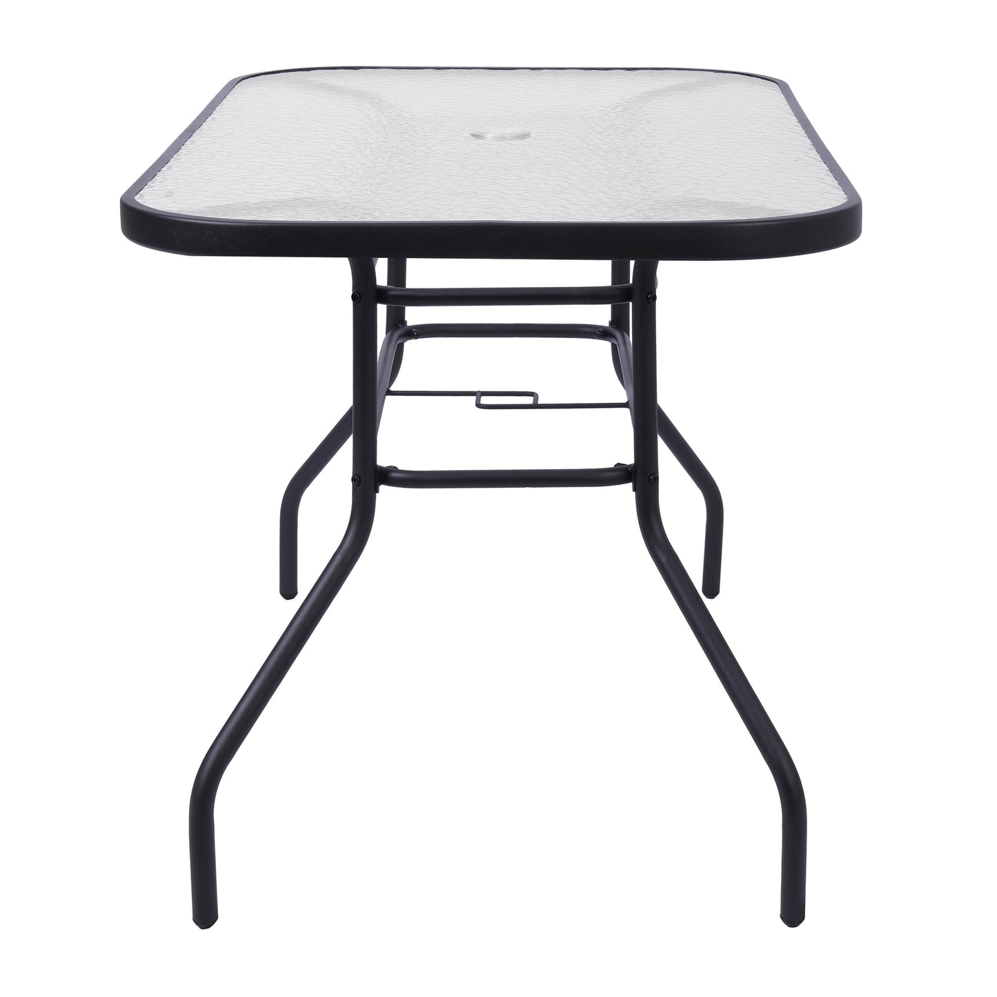 Brazos 5 Piece Commercial Grade Patio Dining Set with Tempered Glass Patio Table with 4 Chairs with Gray Flex Comfort Material Seats and Backs Gray