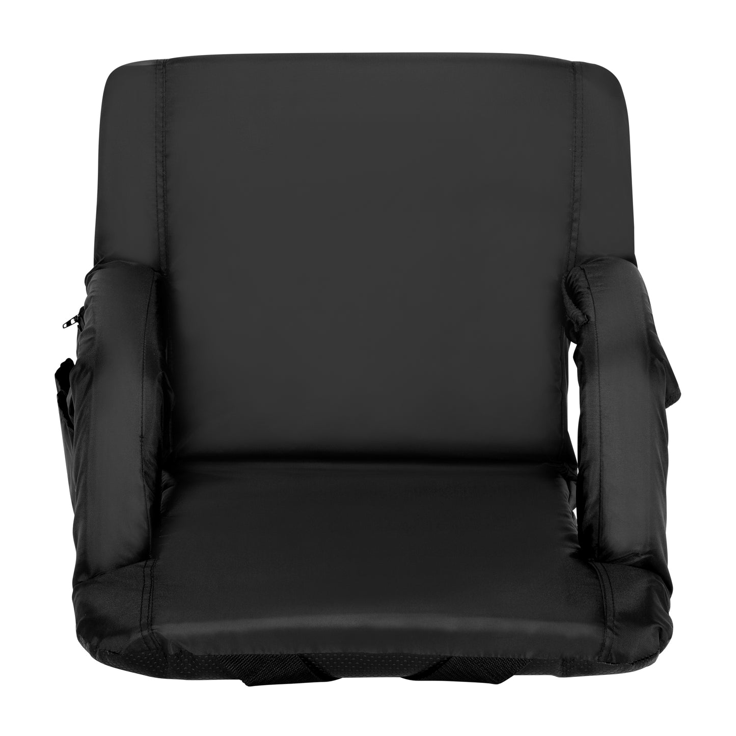 Malta Black Portable Lightweight Reclining Stadium Chair with Armrests, Padded Back & Seat with Dual Storage Pockets and Backpack Straps Black