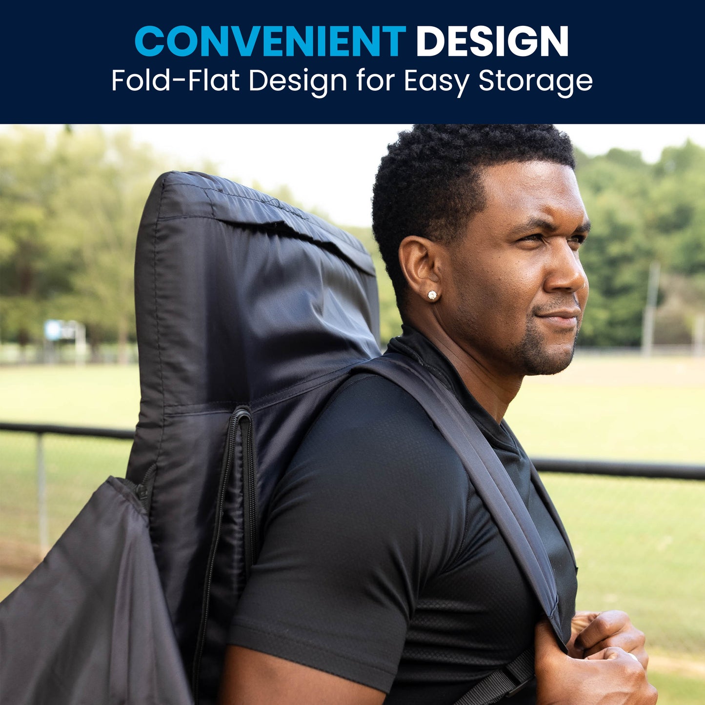 Malta Set of 2 Black Portable Lightweight Reclining Stadium Chairs with Armrests, Padded Back & Seat - Storage Pockets & Backpack Straps Black