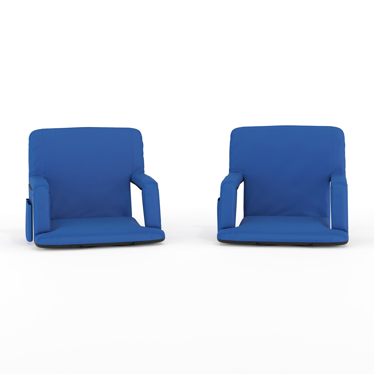 Malta Set of 2 Blue Portable Lightweight Reclining Stadium Chairs with Armrests, Padded Back & Seat - Storage Pockets & Backpack Straps Blue
