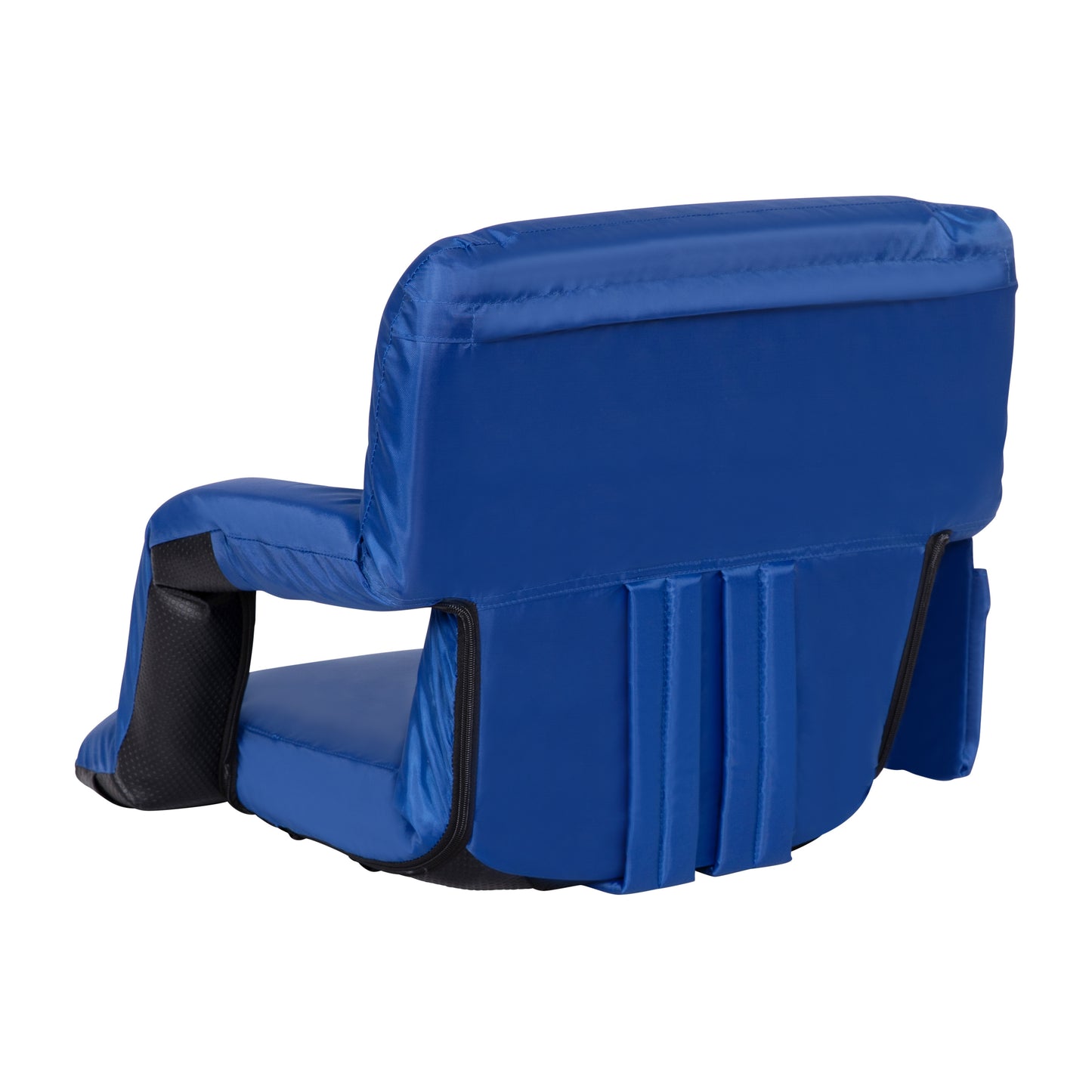 Malta Blue Portable Lightweight Reclining Stadium Chair with Armrests, Padded Back & Seat with Dual Storage Pockets and Backpack Straps Blue