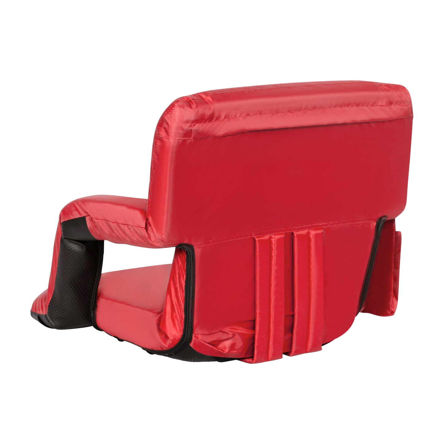 Malta Red Portable Lightweight Reclining Stadium Chair with Armrests, Padded Back & Seat with Dual Storage Pockets and Backpack Straps Red