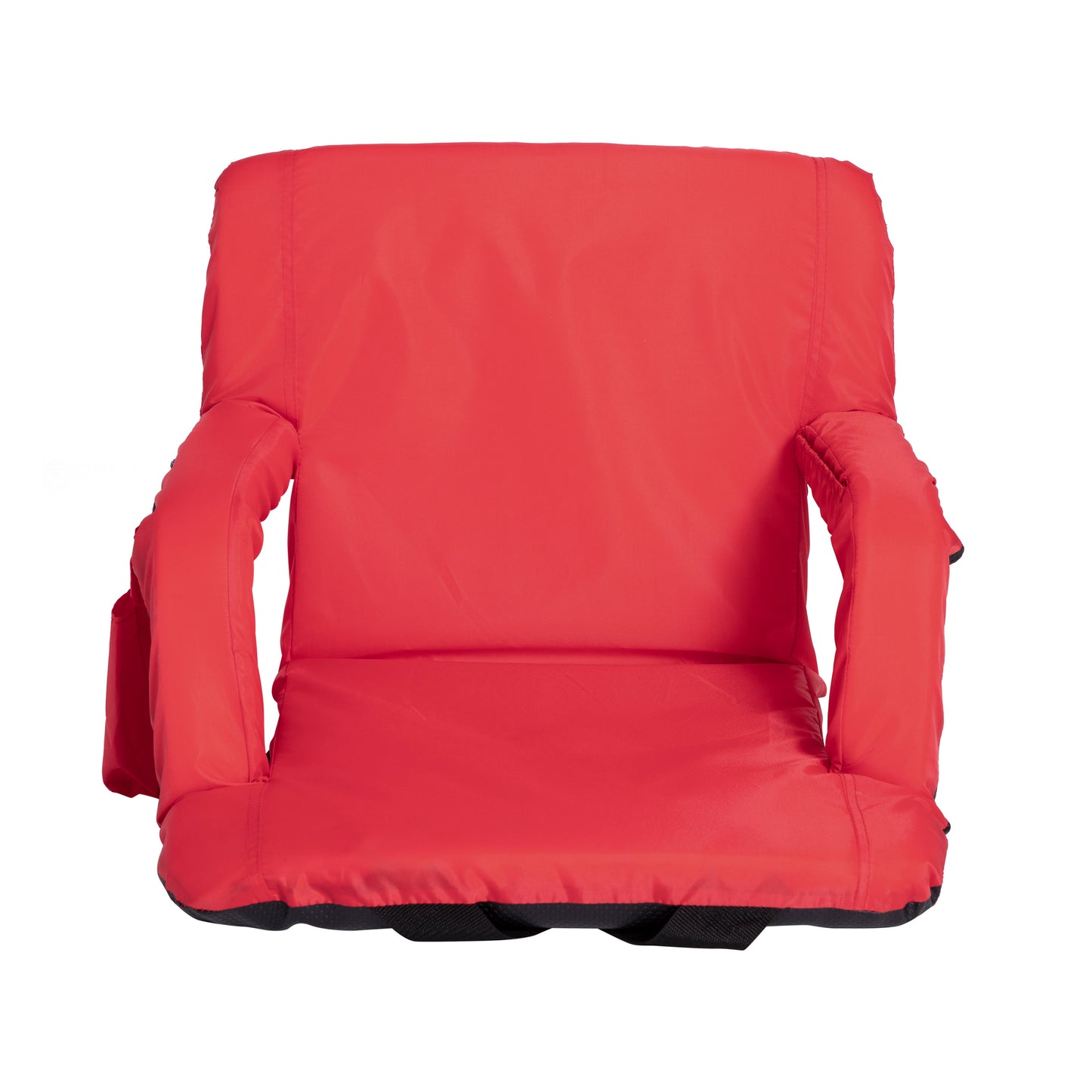Malta Set of 2 Red Portable Lightweight Reclining Stadium Chairs with Armrests, Padded Back & Seat - Storage Pockets & Backpack Straps Red