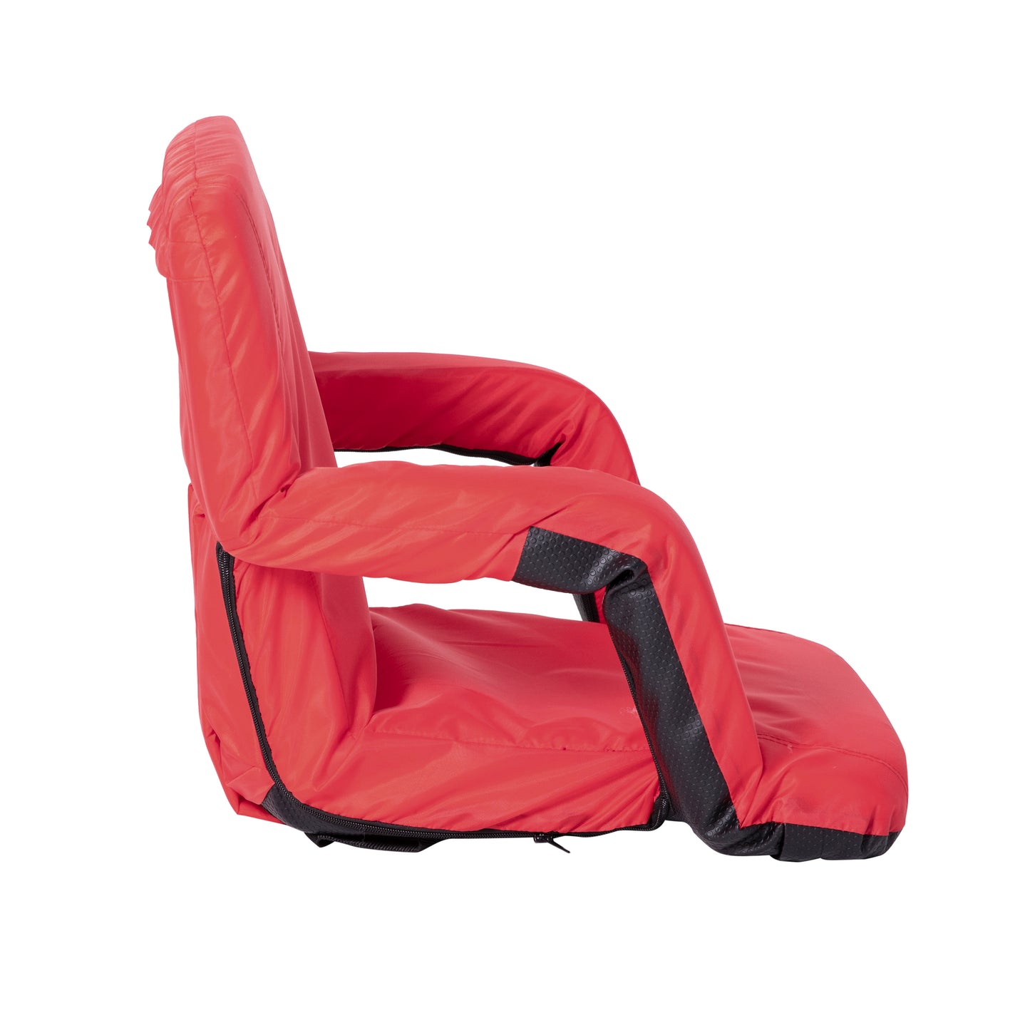 Malta Set of 2 Red Portable Lightweight Reclining Stadium Chairs with Armrests, Padded Back & Seat - Storage Pockets & Backpack Straps Red