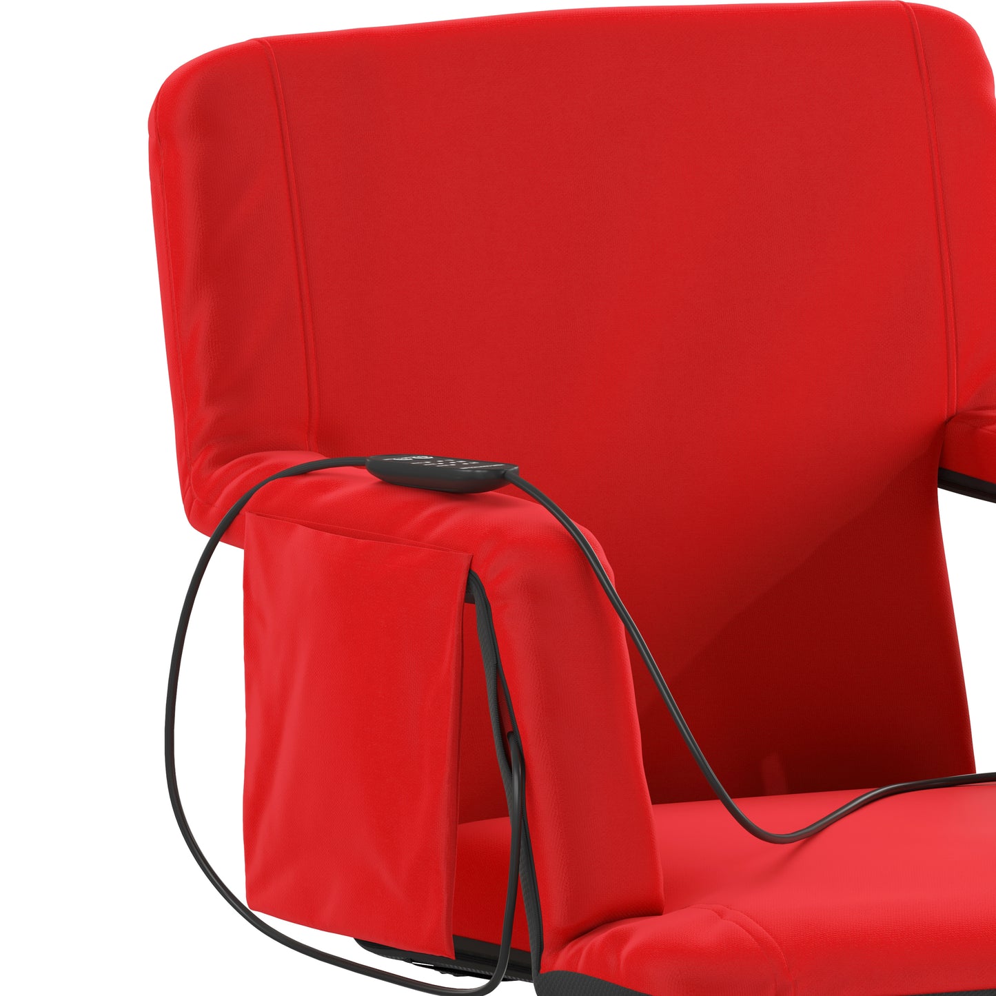 Malta Red Portable Heated Reclining Stadium Chair with Armrests, Padded Back & Heated Seat with Dual Storage Pockets and Backpack Straps Red