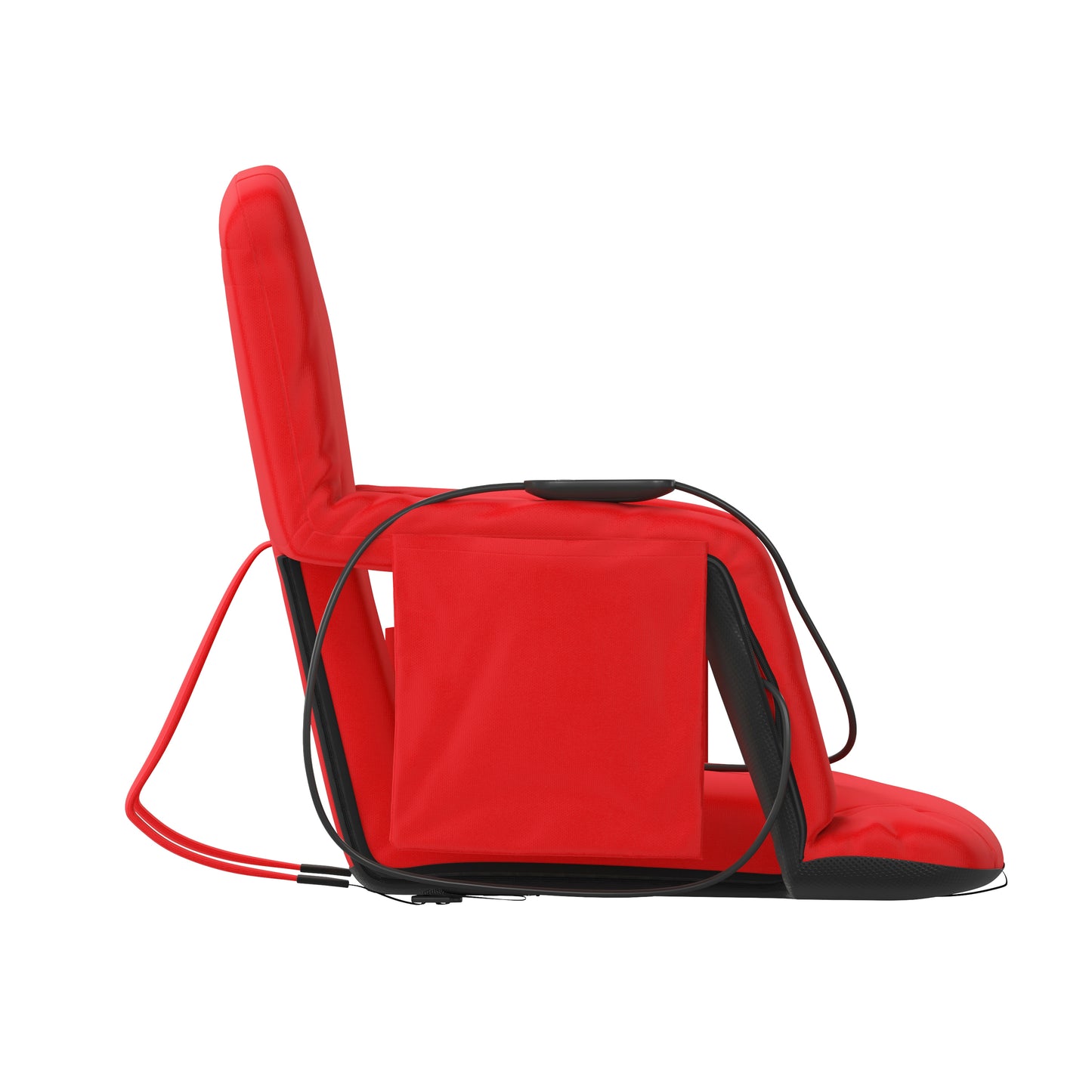 Malta Red Portable Heated Reclining Stadium Chair with Armrests, Padded Back & Heated Seat with Dual Storage Pockets and Backpack Straps Red
