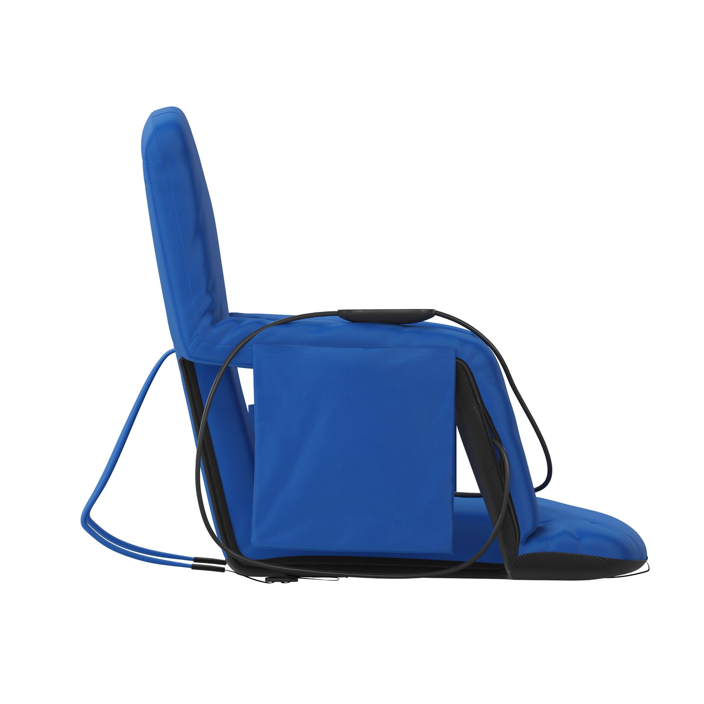 Malta Blue Portable Heated Reclining Stadium Chair with Armrests, Heated Padded Back & Heated Seat with Dual Storage Pockets and Backpack Straps Blue