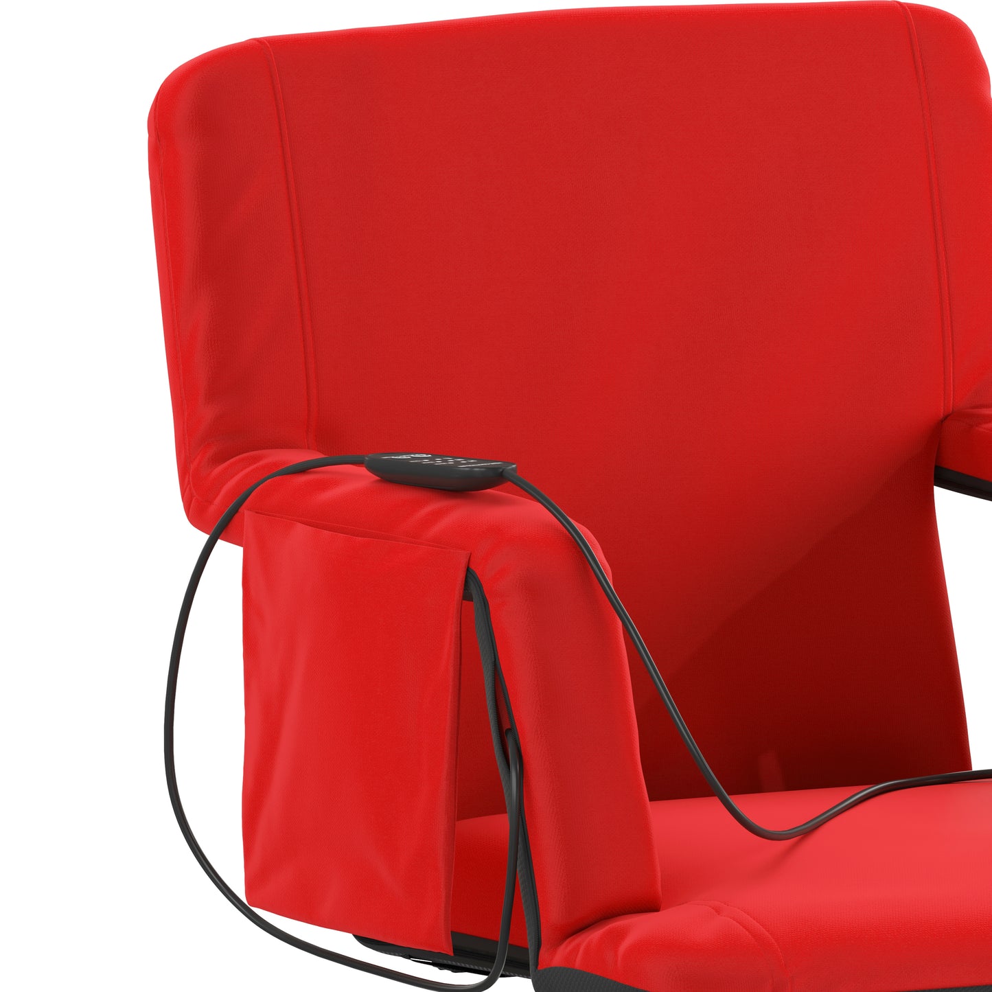 Malta Red Portable Heated Reclining Stadium Chair with Armrests, Heated Padded Back & Heated Seat with Dual Storage Pockets and Backpack Straps Red