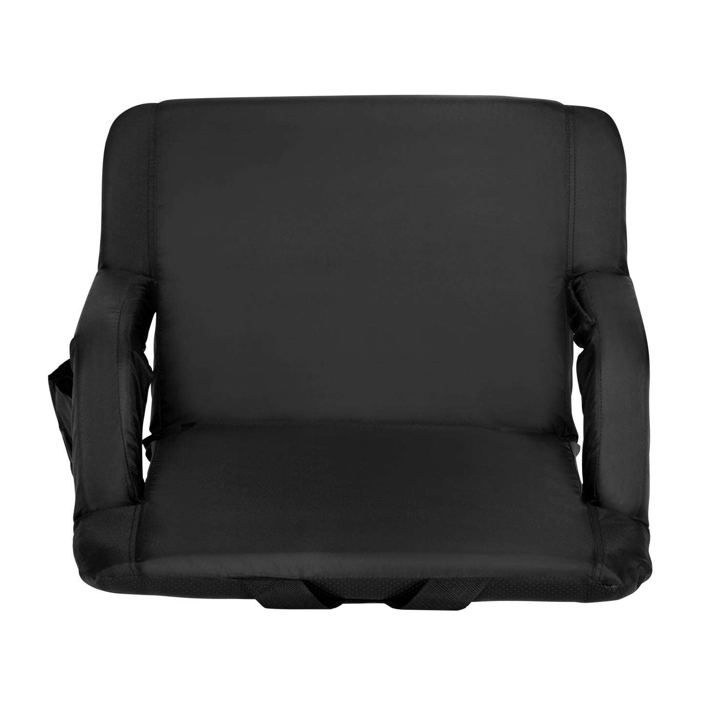 Malta Extra Wide Black Lightweight Reclining Stadium Chair with Armrests, Padded Back & Seat with Dual Storage Pockets and Backpack Straps Black