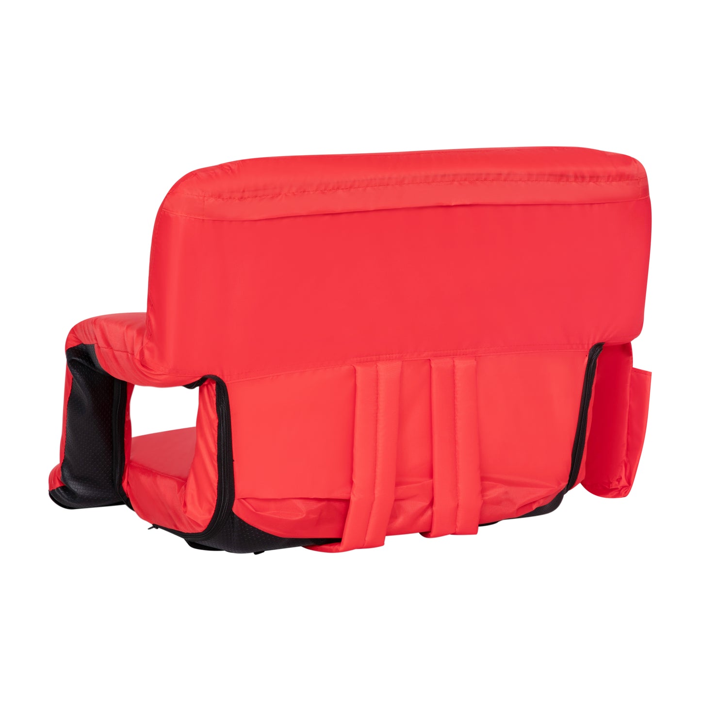Malta Extra Wide Red Lightweight Reclining Stadium Chair with Armrests, Padded Back & Seat with Dual Storage Pockets and Backpack Straps Red