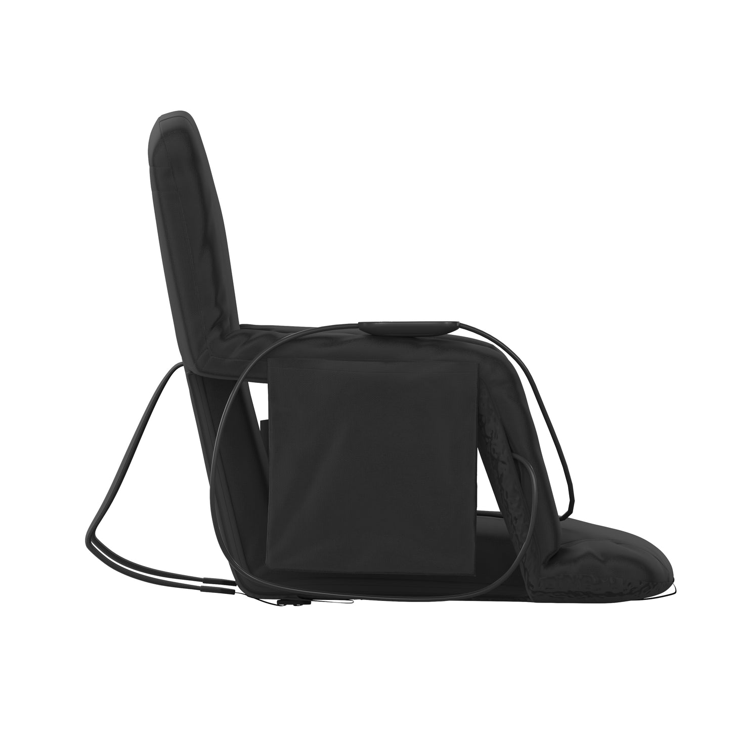 Malta Extra Wide Black Portable Heated Reclining Stadium Chair w/Armrests, Padded Back & Heated Seat w/Dual Storage Pockets and Backpack Straps Black