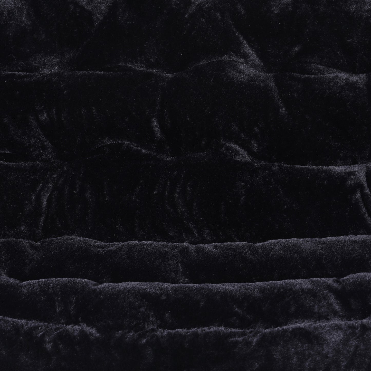 Eleanor 56" Portable Folding Double Saucer Chair in Black Faux Fur with a Black Steel Frame for Dorm, Living Room, or Bedroom Black Fabric/Black Frame
