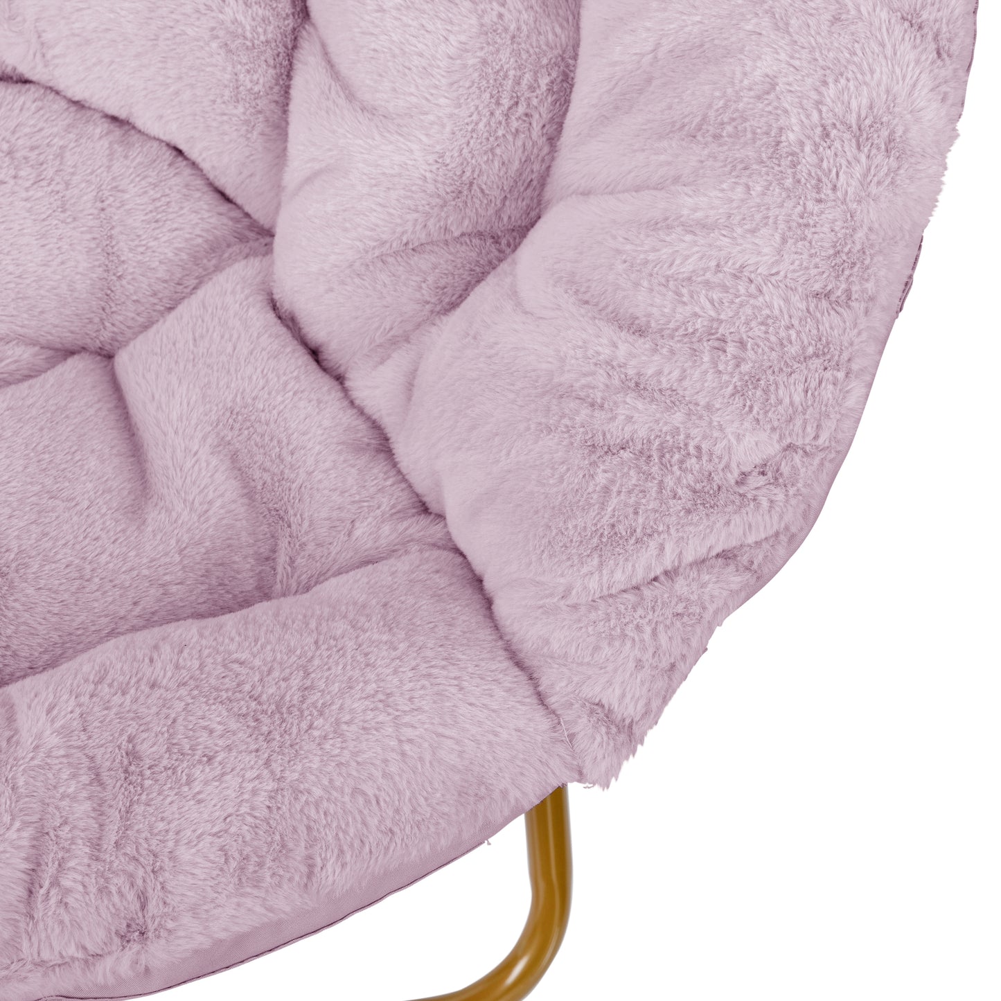 Gwen 38" Oversize Portable Faux Fur Folding Saucer Moon Chair for Dorm and Bedroom, Dusty Purple Faux Fur/Soft Gold Frame Dusty Purple Fabric/ Soft Gold Frame FV-FMC-025-DTPRP-SGD-GG