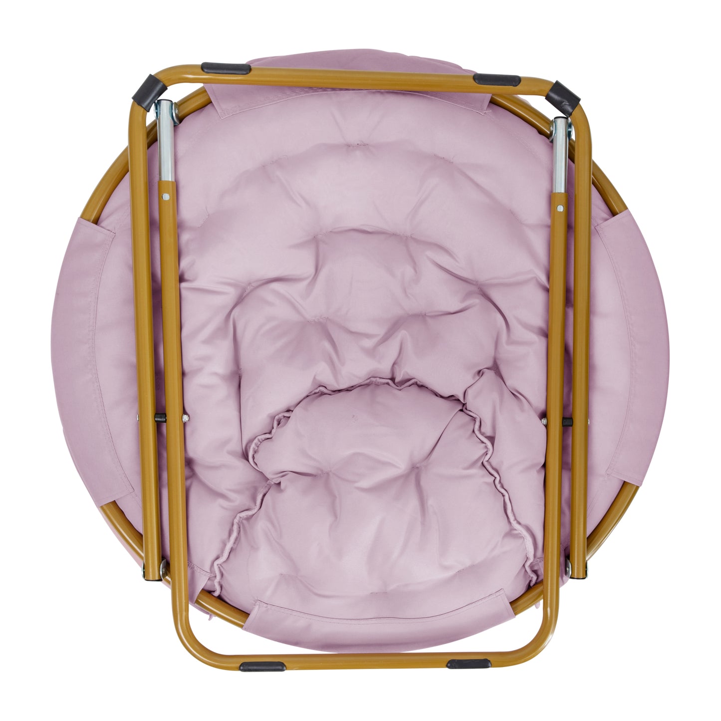 Gwen 38" Oversize Portable Faux Fur Folding Saucer Moon Chair for Dorm and Bedroom, Dusty Purple Faux Fur/Soft Gold Frame Dusty Purple Fabric/ Soft Gold Frame FV-FMC-025-DTPRP-SGD-GG