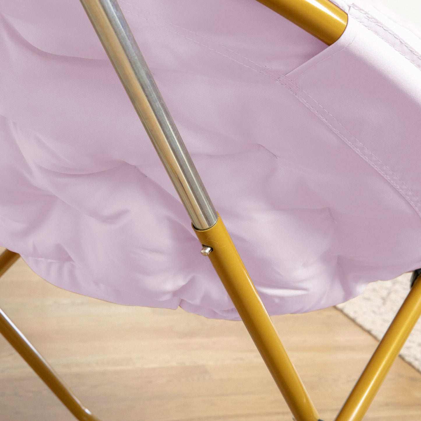 Gwen 38" Oversize Portable Faux Fur Folding Saucer Moon Chair for Dorm and Bedroom, Dusty Purple Faux Fur/Soft Gold Frame Dusty Purple Fabric/ Soft Gold Frame FV-FMC-025-DTPRP-SGD-GG