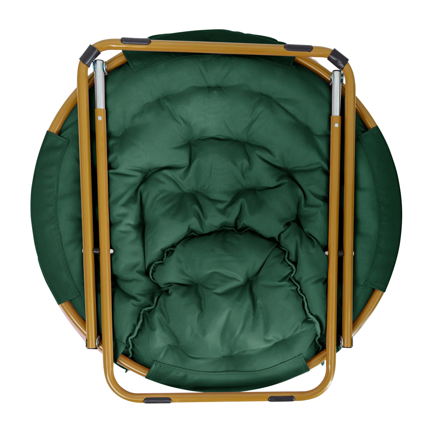 Gwen 38" Oversize Portable Faux Fur Folding Saucer Moon Chair for Dorm and Bedroom, Emerald Faux Fur/Soft Gold Frame Emerald Fabric/ Soft Gold Frame FV-FMC-025-EMRLD-SGD-GG