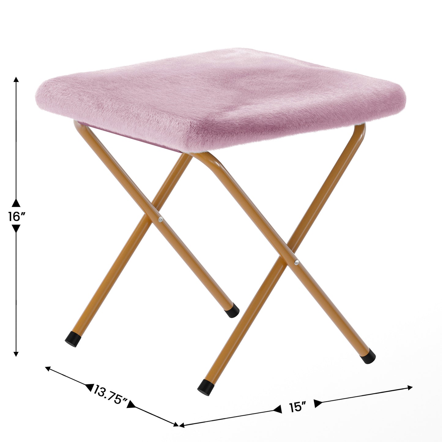 Gwen 38" Oversize Portable Faux Fur Folding Saucer Moon Chair with Folding Ottoman for Dorm and Bedroom, Dusty Purple Faux Fur/Soft Gold Frame Dusty Purple Fabric/Soft Gold Frame FV-FMC-025-FR-DTPRP-SGD-GG
