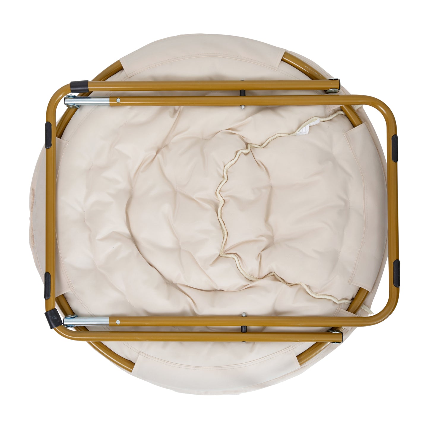 Gwen 38" Oversize Portable Faux Fur Folding Saucer Moon Chair for Dorm and Bedroom, Ivory Sherpa/Soft Gold Frame Ivory Sherpa/Soft Gold Frame