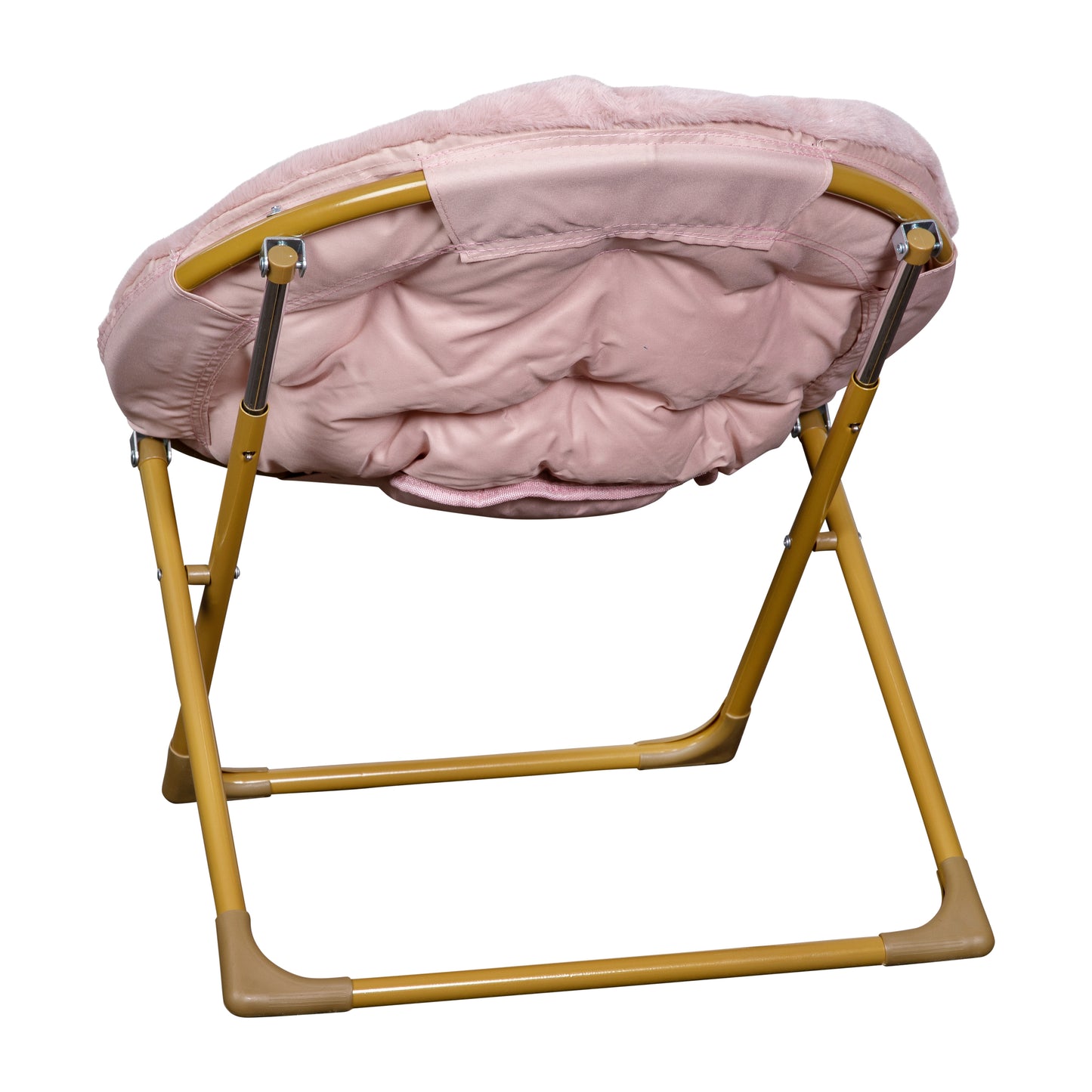 Gwen 23" Kids Cozy Mini Folding Saucer Chair, Faux Fur Moon Chair for Toddlers and Bedroom, Blush/Soft Gold Blush Faux Fur/Soft Gold Frame