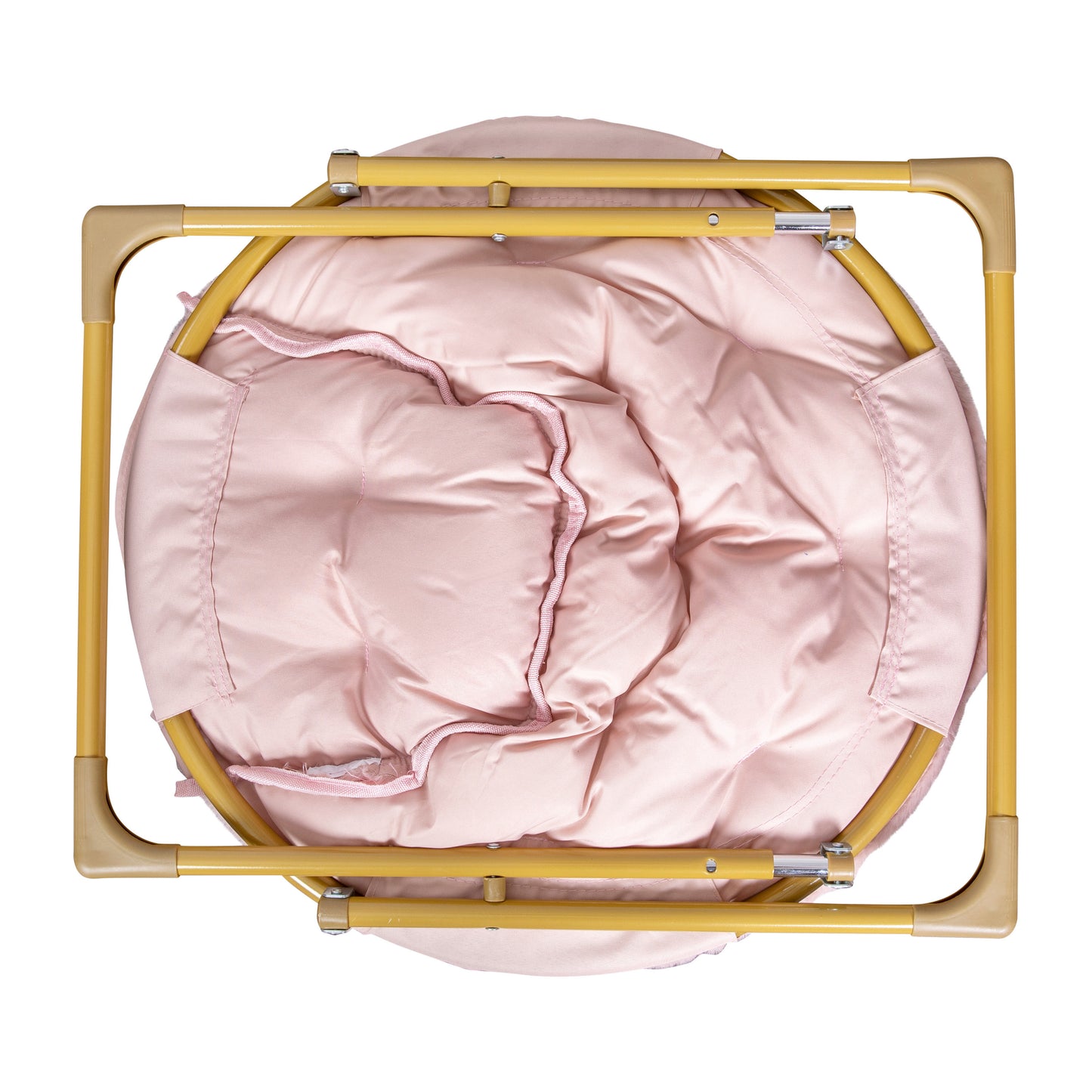 Gwen 23" Kids Cozy Mini Folding Saucer Chair, Faux Fur Moon Chair for Toddlers and Bedroom, Blush/Soft Gold Blush Faux Fur/Soft Gold Frame